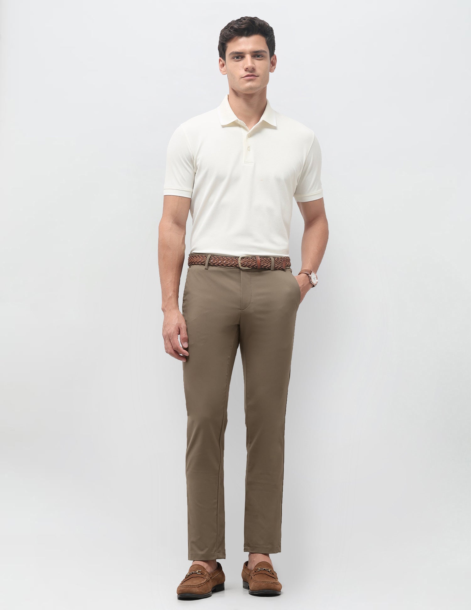 Denver Slim Fit Mid Rise Trousers Brown - U.S. Polo Assn. India | Large