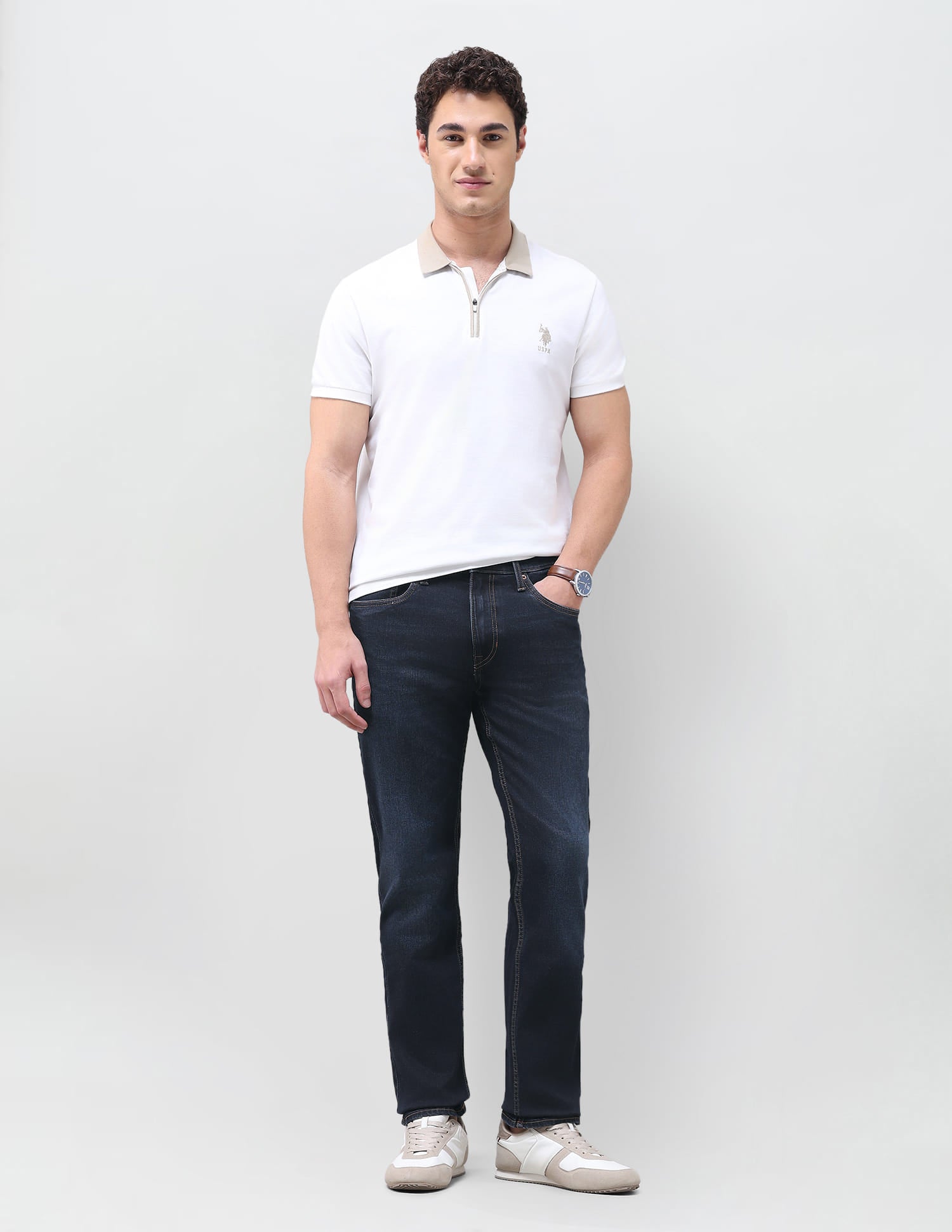 Solid Slim Straight Fit Jeans Blue - U.S. Polo Assn. India | Large
