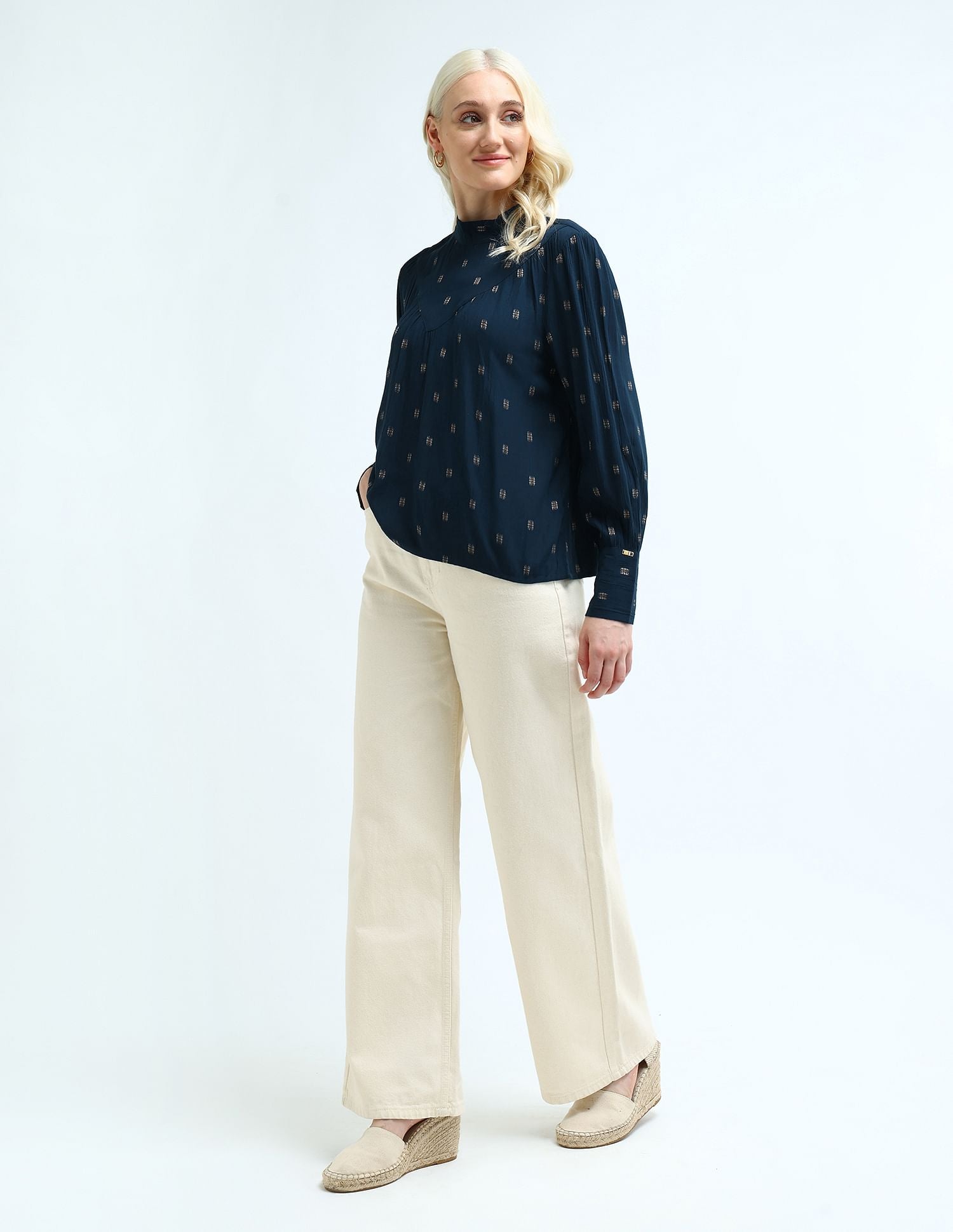 Patterned Weave Regular Fit Top Navy - U.S. POLO ASSN. | Large