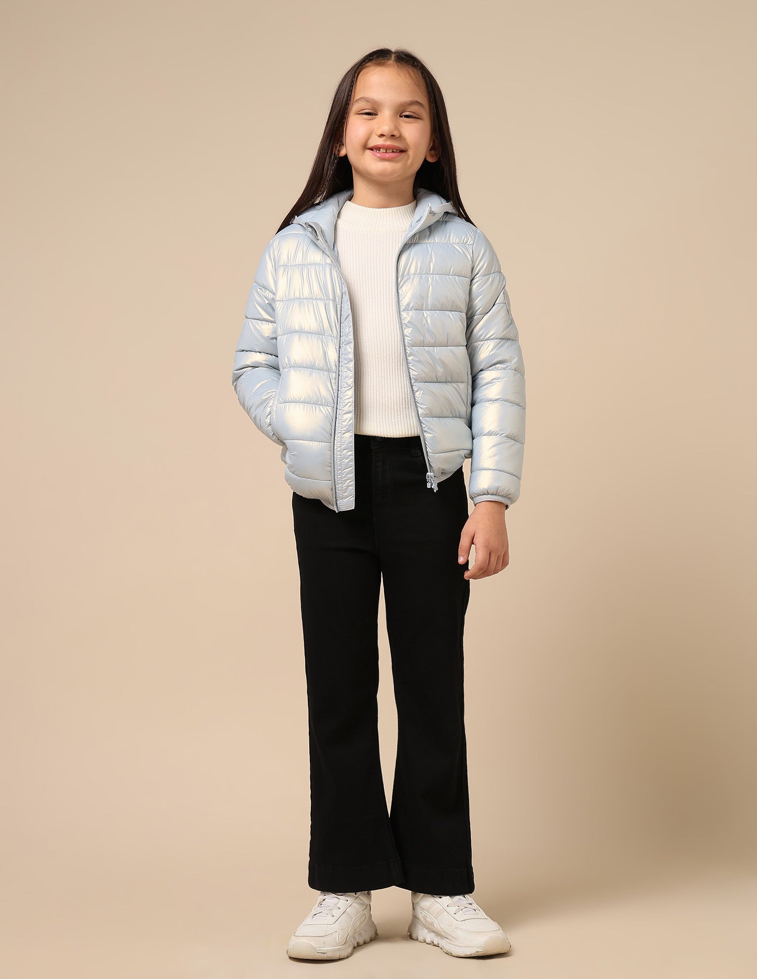 Girls Nylon Puffer Jacket Light Blue - U.S. POLO ASSN. | Large