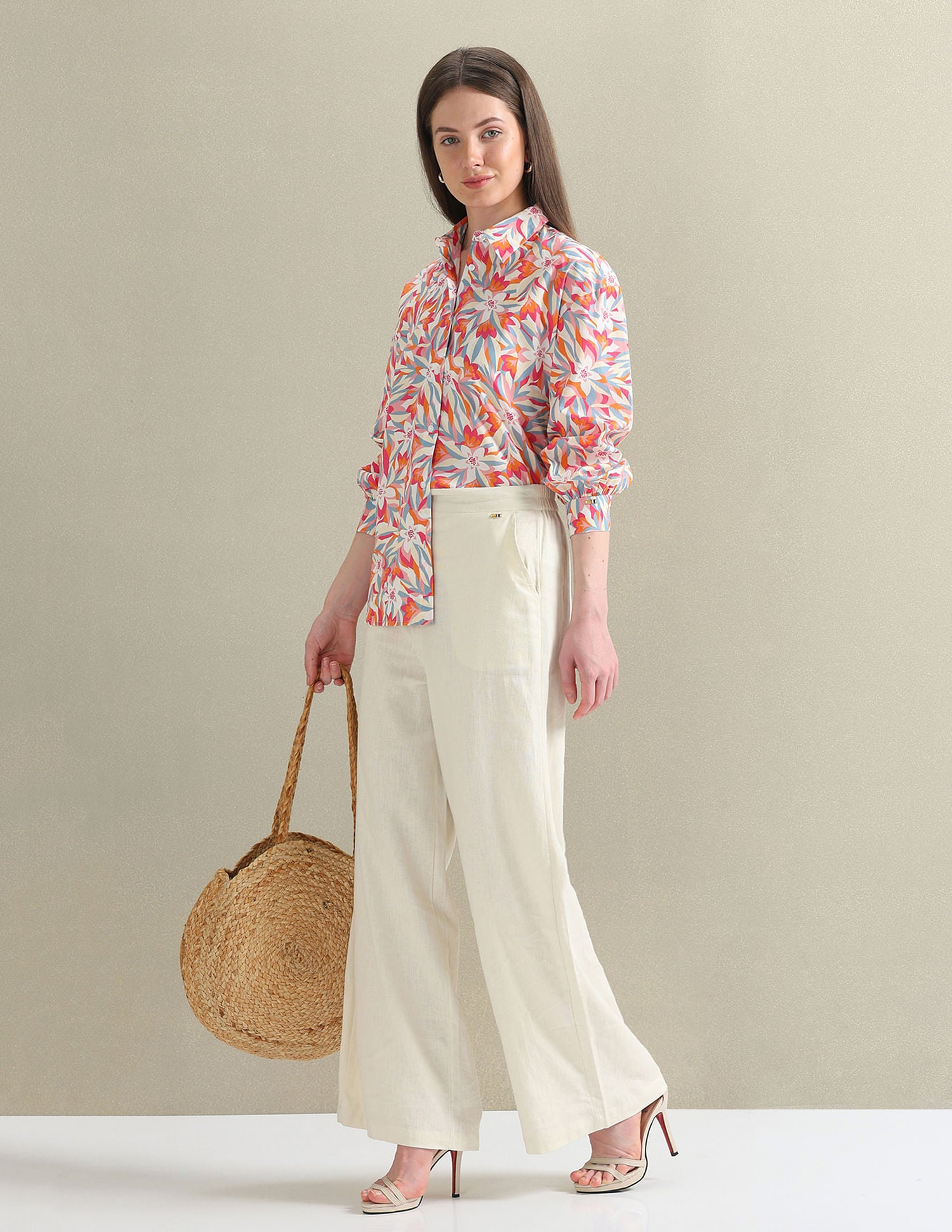 Pure Cotton Floral Shirt Pink and Orange - U.S. POLO ASSN. | Large