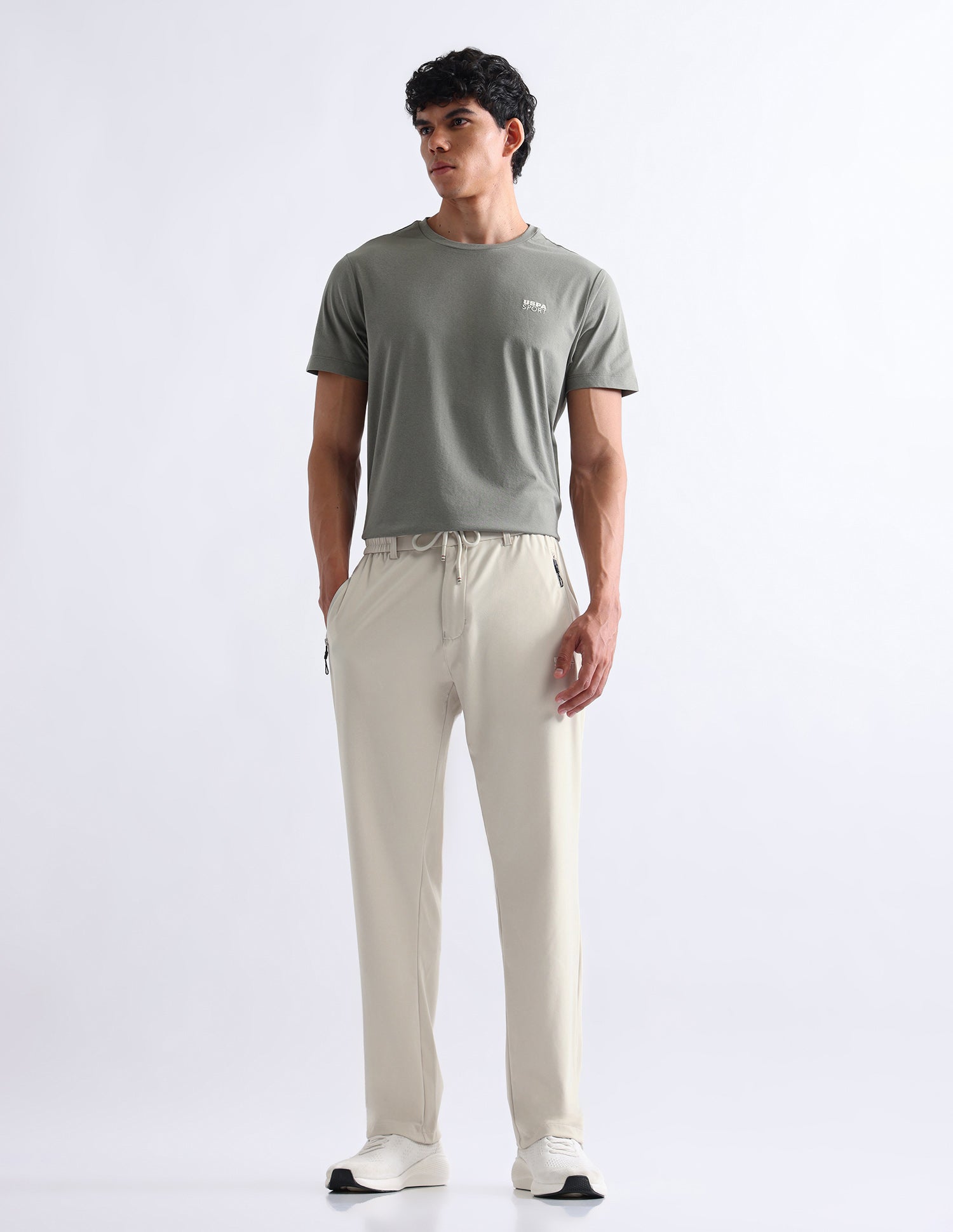 Mid Rise Slim Fit Active Track Pants Light Grey - U.S. Polo Assn. India | Large