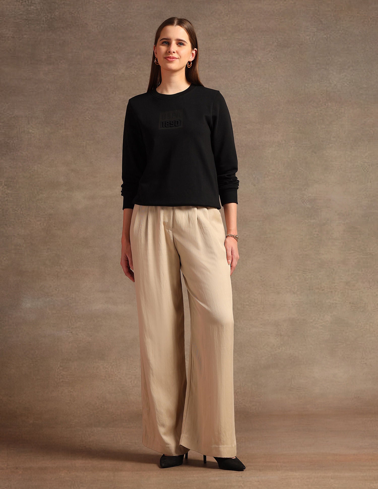 Crew Neck Embossed Logo Sweatshirt Black - U.S. POLO ASSN. | Large