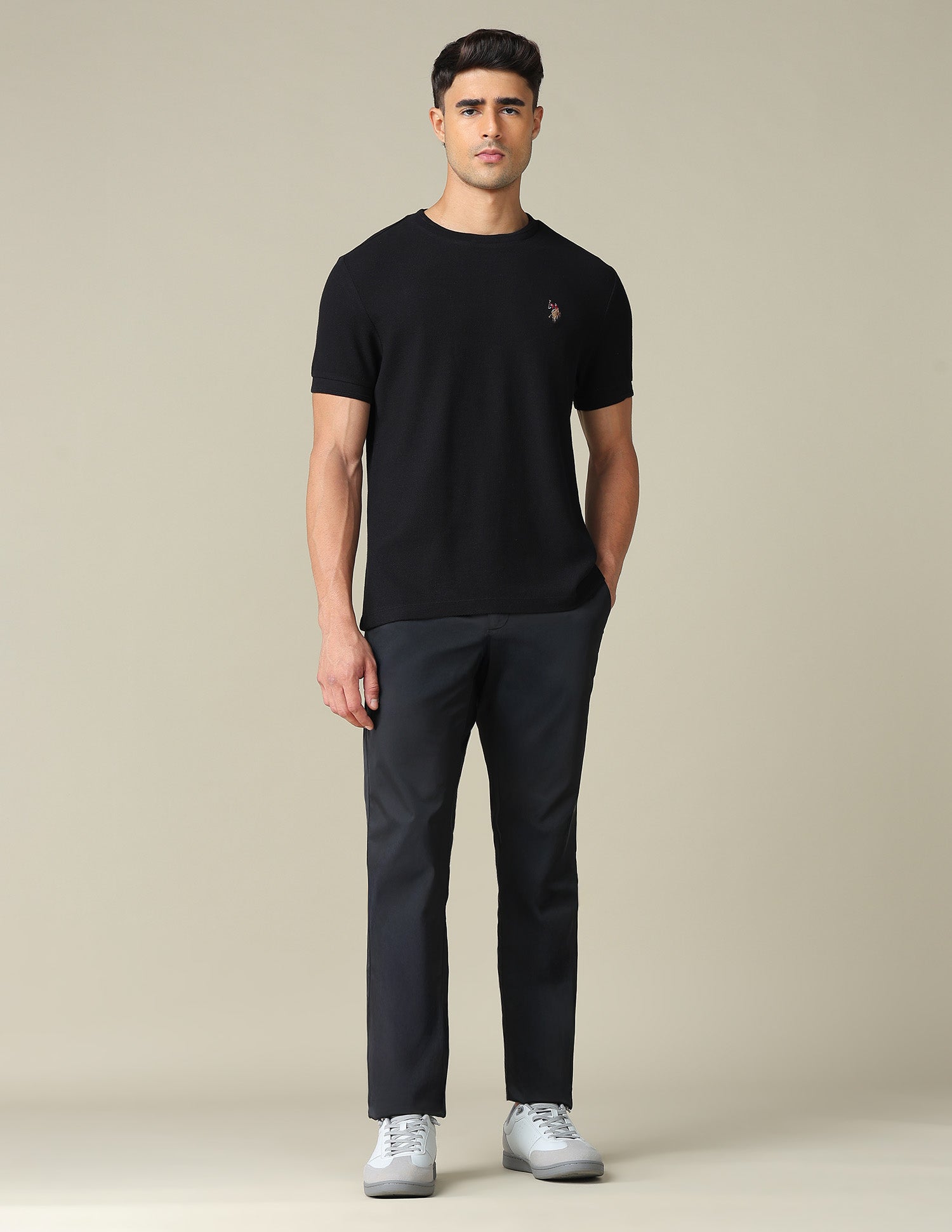 Pure Cotton Muscle Fit T- Shirt Black - U.S. POLO ASSN. | Large