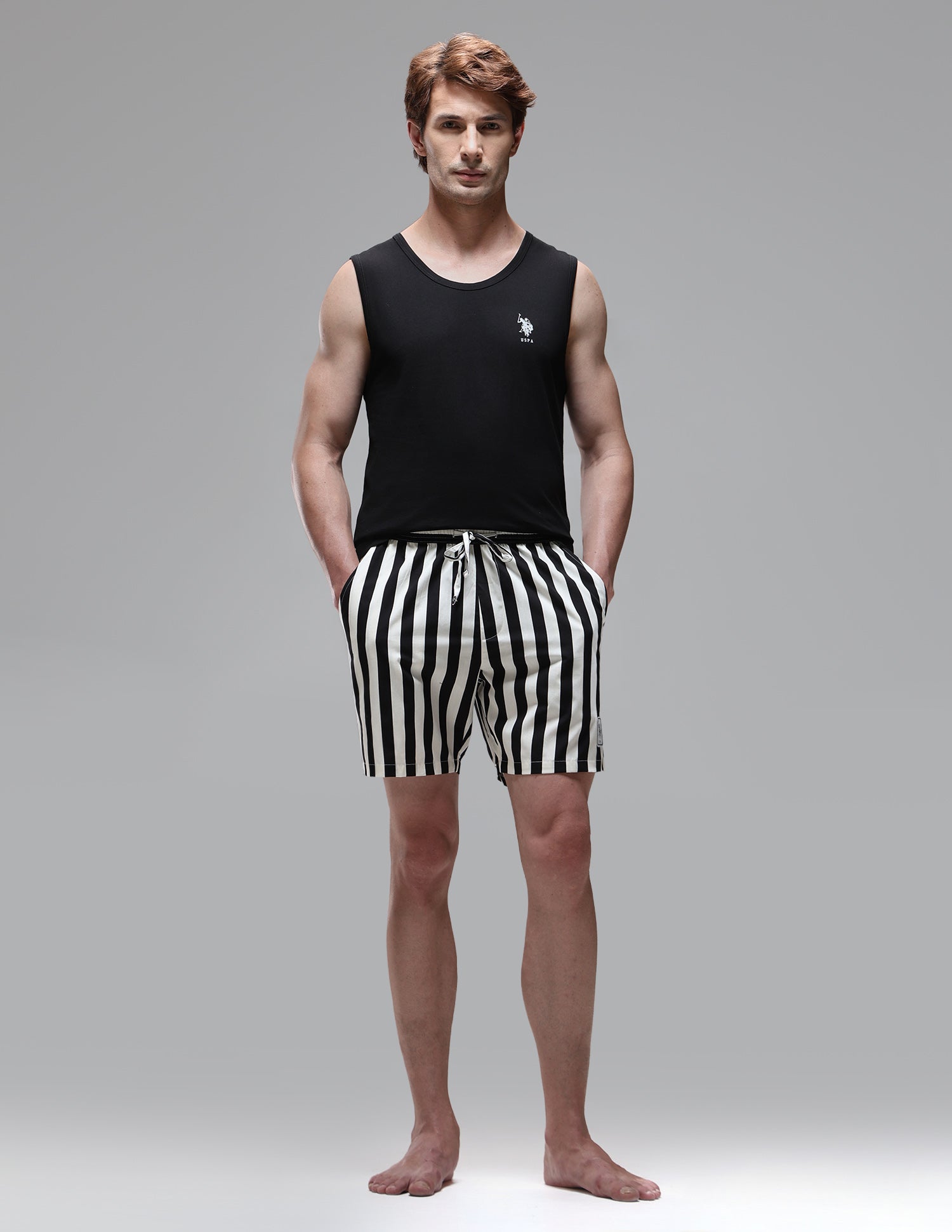 Vertical Striped Pure Cotton OEX15 Boxer Shorts Uspa Black - U.S. Polo Assn. India | Large