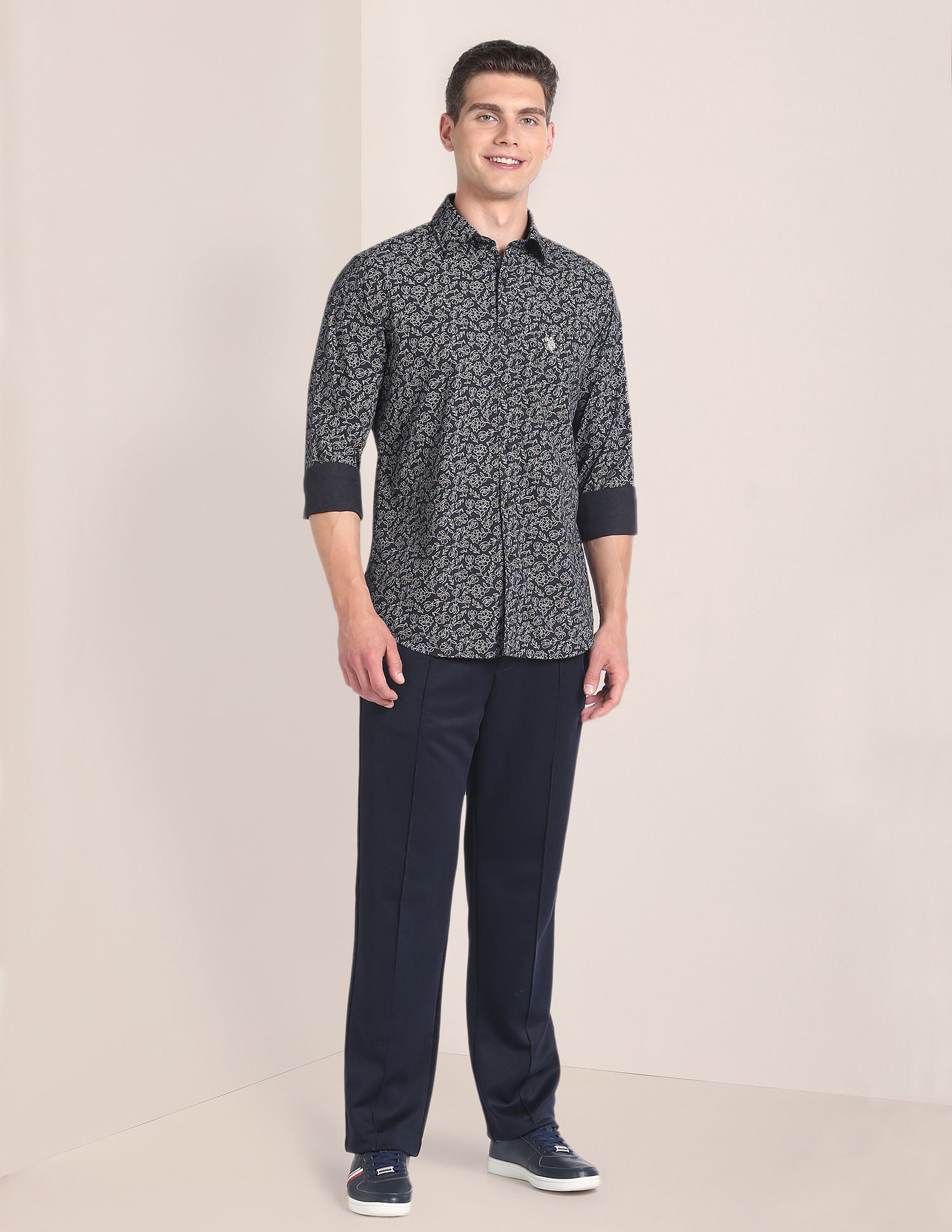 Premium Cotton Floral Shirt Black - U.S. Polo Assn. India | Large