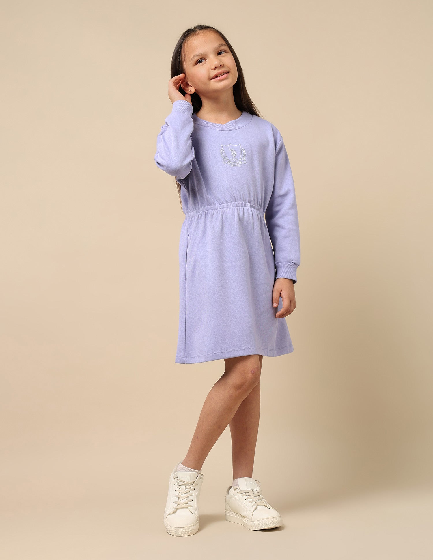 Girls Crew Neck Fit And Flare Dress Light Purple - U.S. POLO ASSN. | Large
