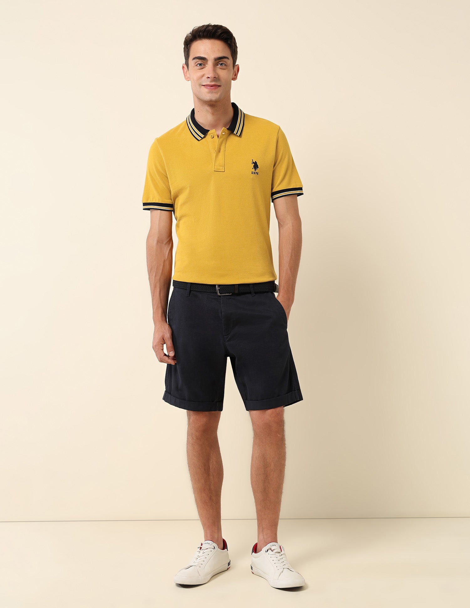 Pure Cotton Slim Fit Polo Shirt Yellow - U.S. Polo Assn. India | Large