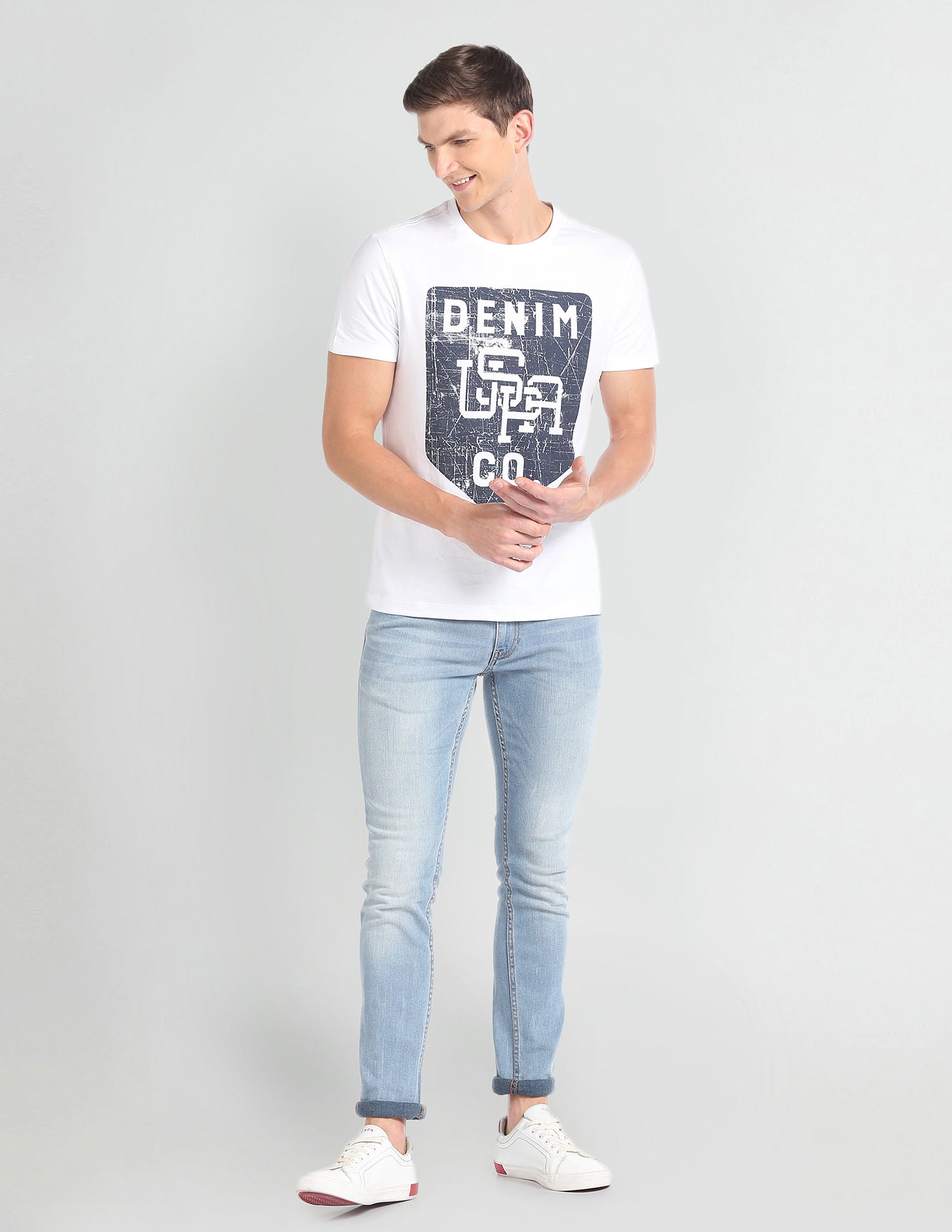 Crew Neck Graphic Print T-Shirt White - U.S. POLO ASSN. | Large