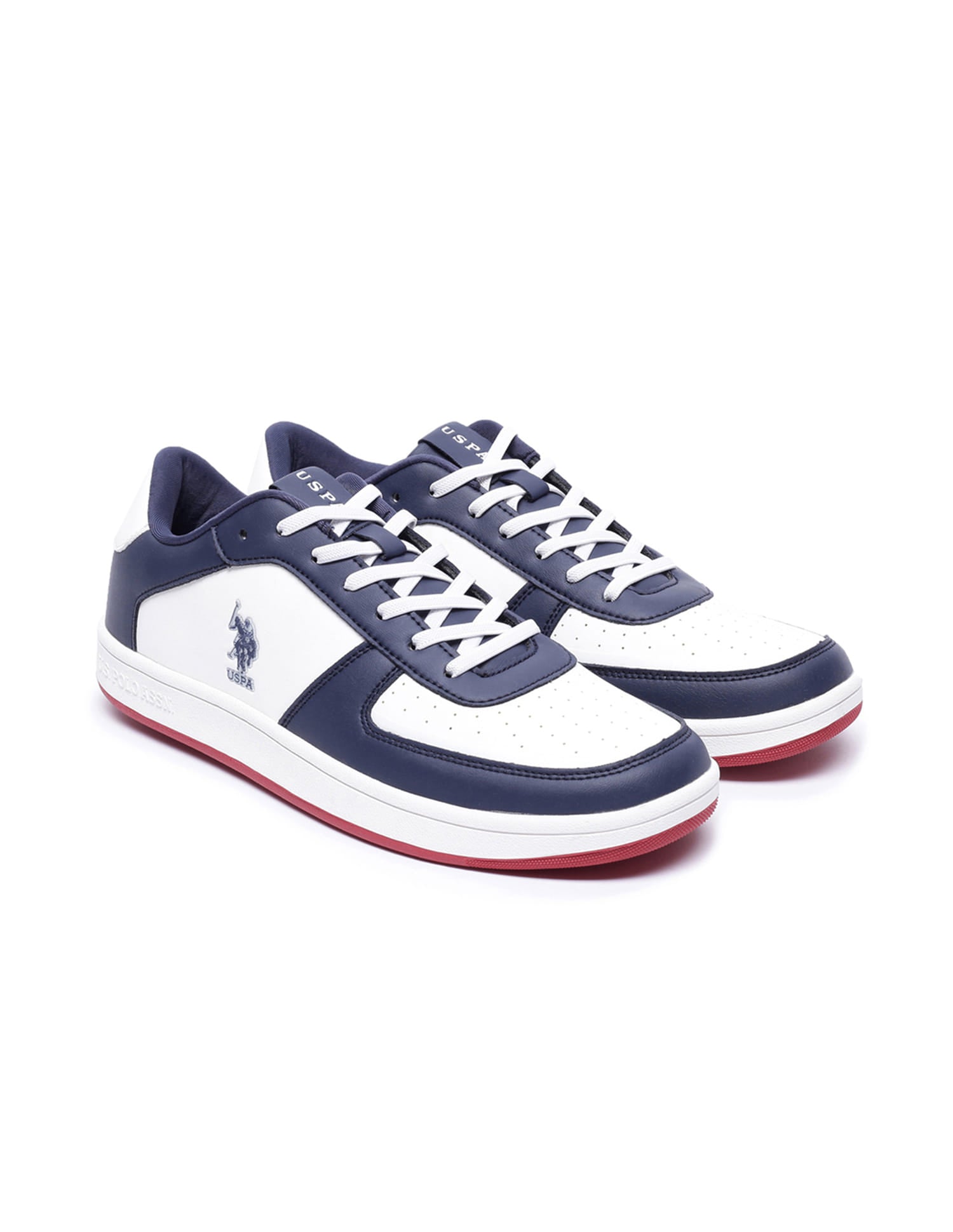 Colour Block Perforated Rein Sneakers Dark Blue and White - U.S. Polo Assn. India | Large