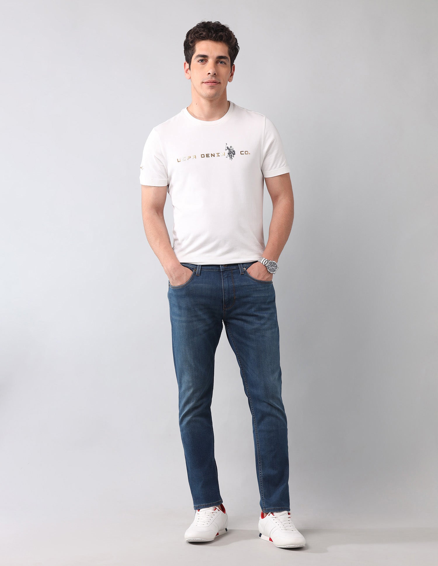 Henry Tapered Fit Super Stretch Jeans Mid Wash - U.S. Polo Assn. India | Large