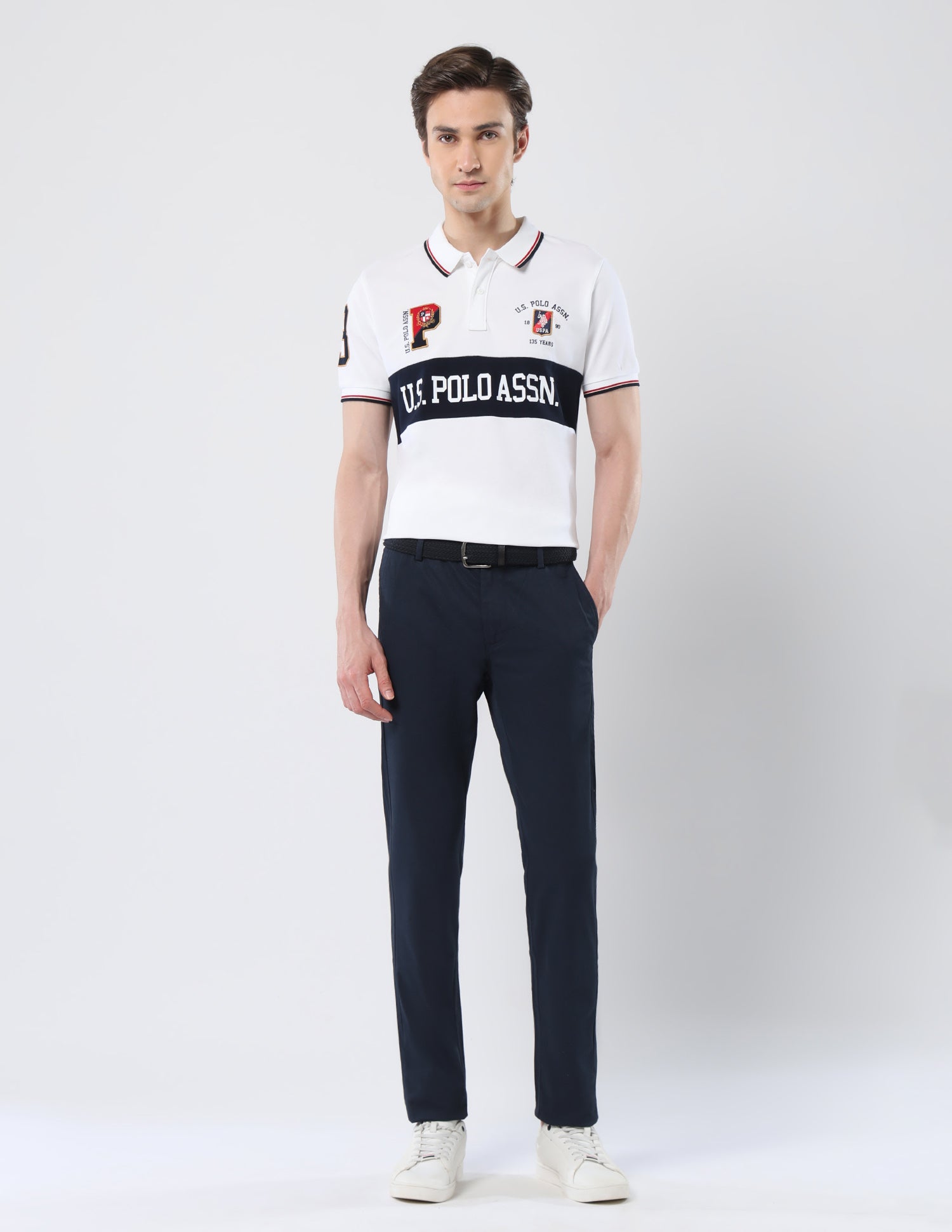 Brand Printed 135 Anniversary Polo Shirt White - U.S. Polo Assn. India | Large