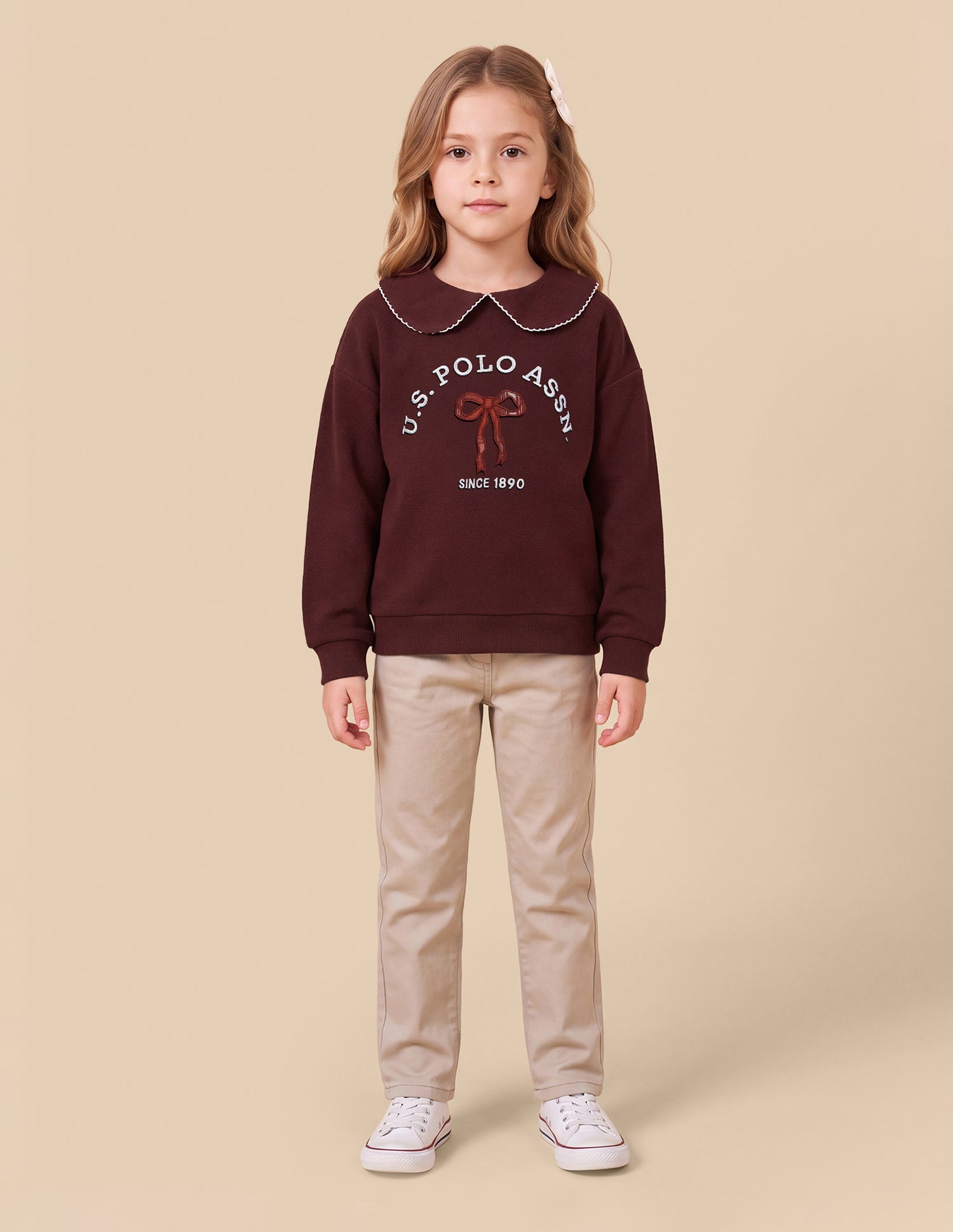 Brand Applique Relaxed Fit Sweatshirt Maroon - U.S. Polo Assn. India | Large