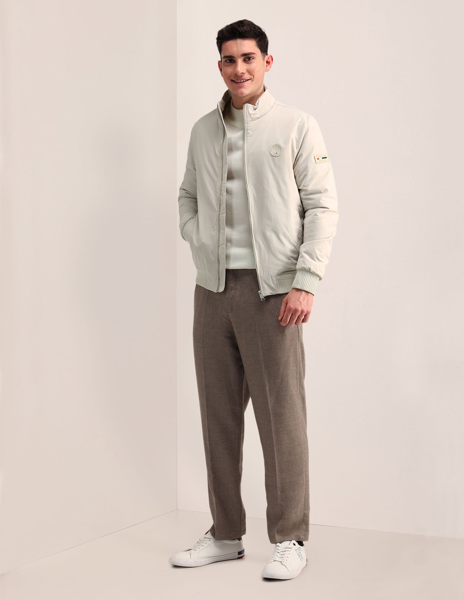 Regular Fit Solid Casual Jacket Off White - U.S. POLO ASSN. | Large