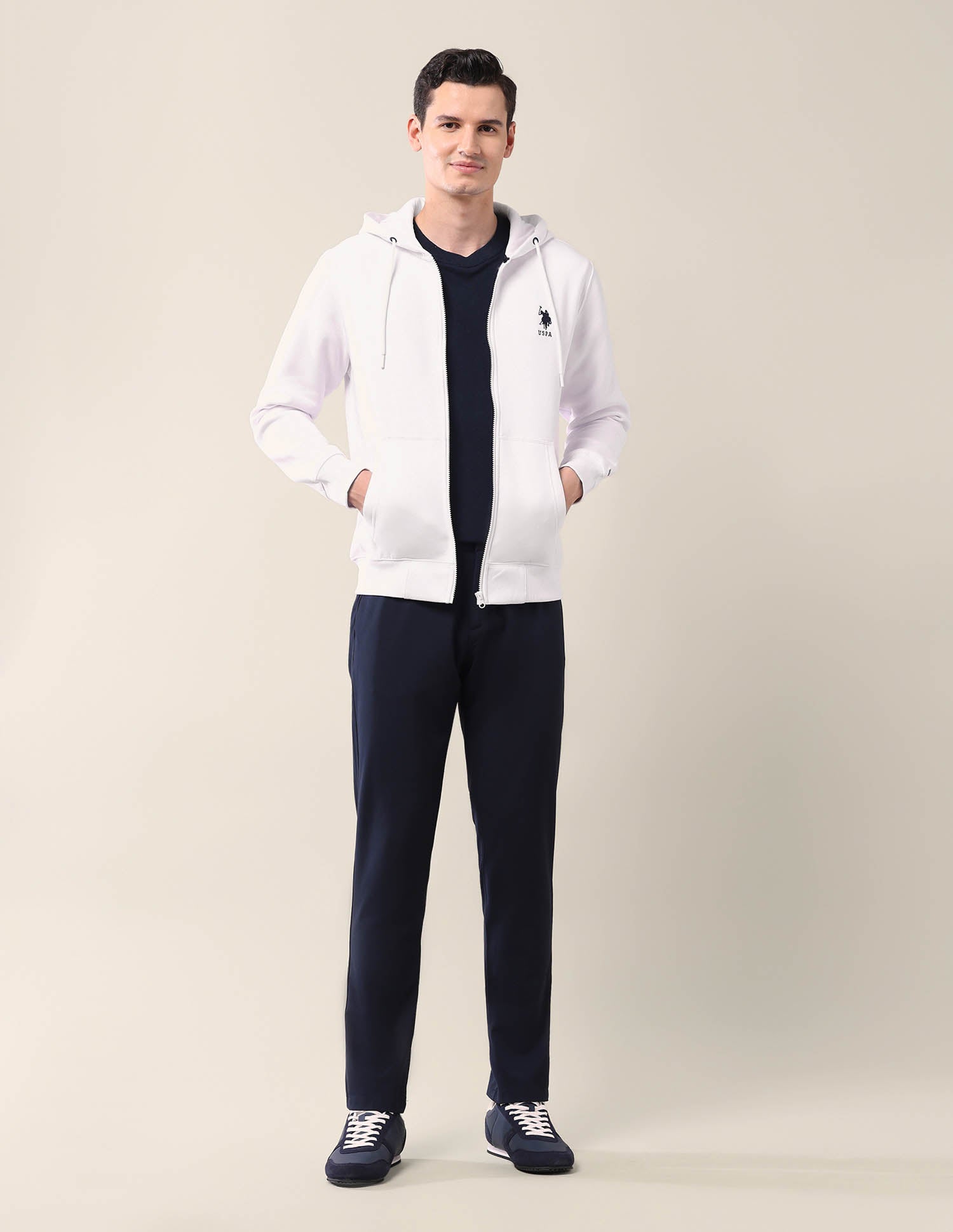 Solid Regular Fit Sweatshirt White - U.S. POLO ASSN. | Large