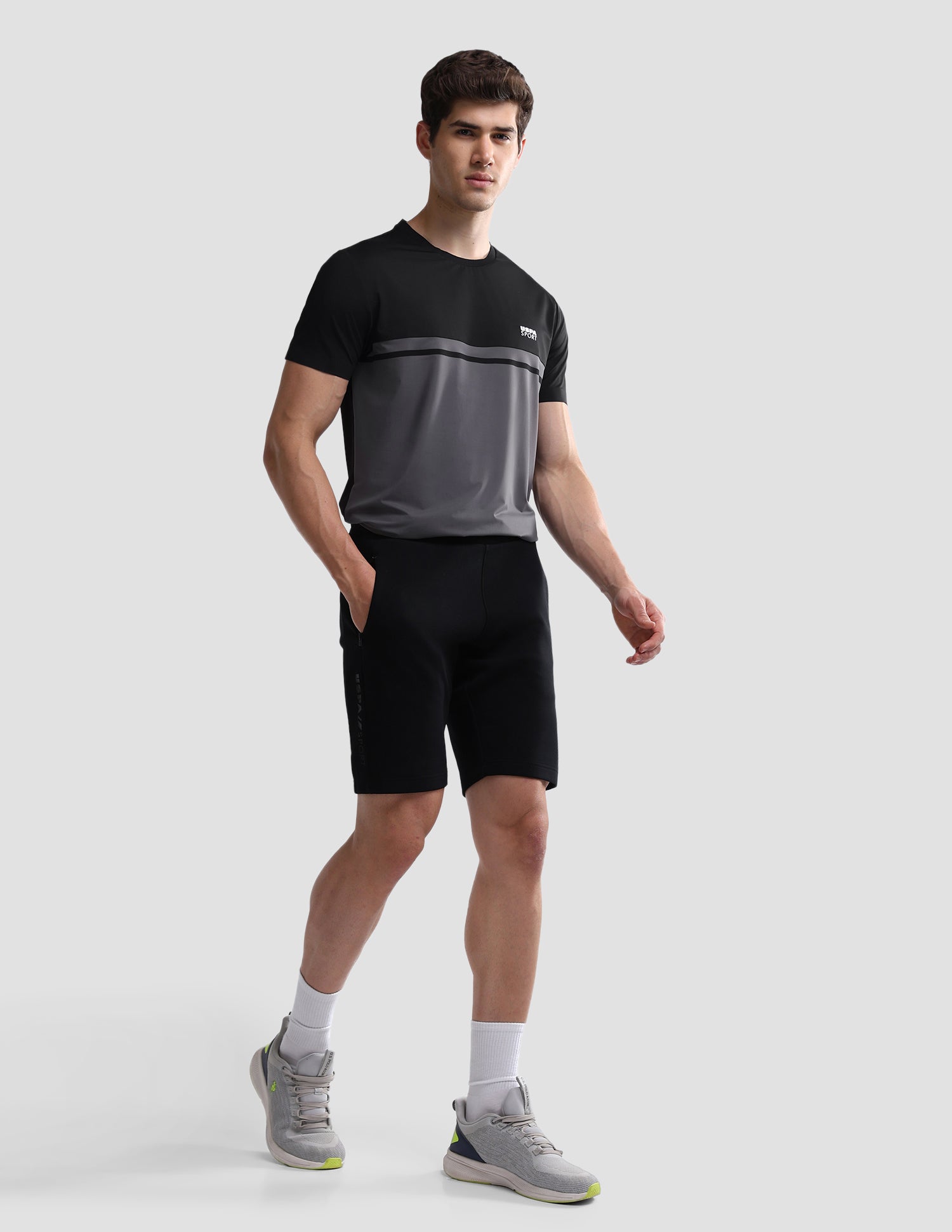 Colourblocked Slim Fit Active T-Shirt Black - U.S. Polo Assn. India | Large