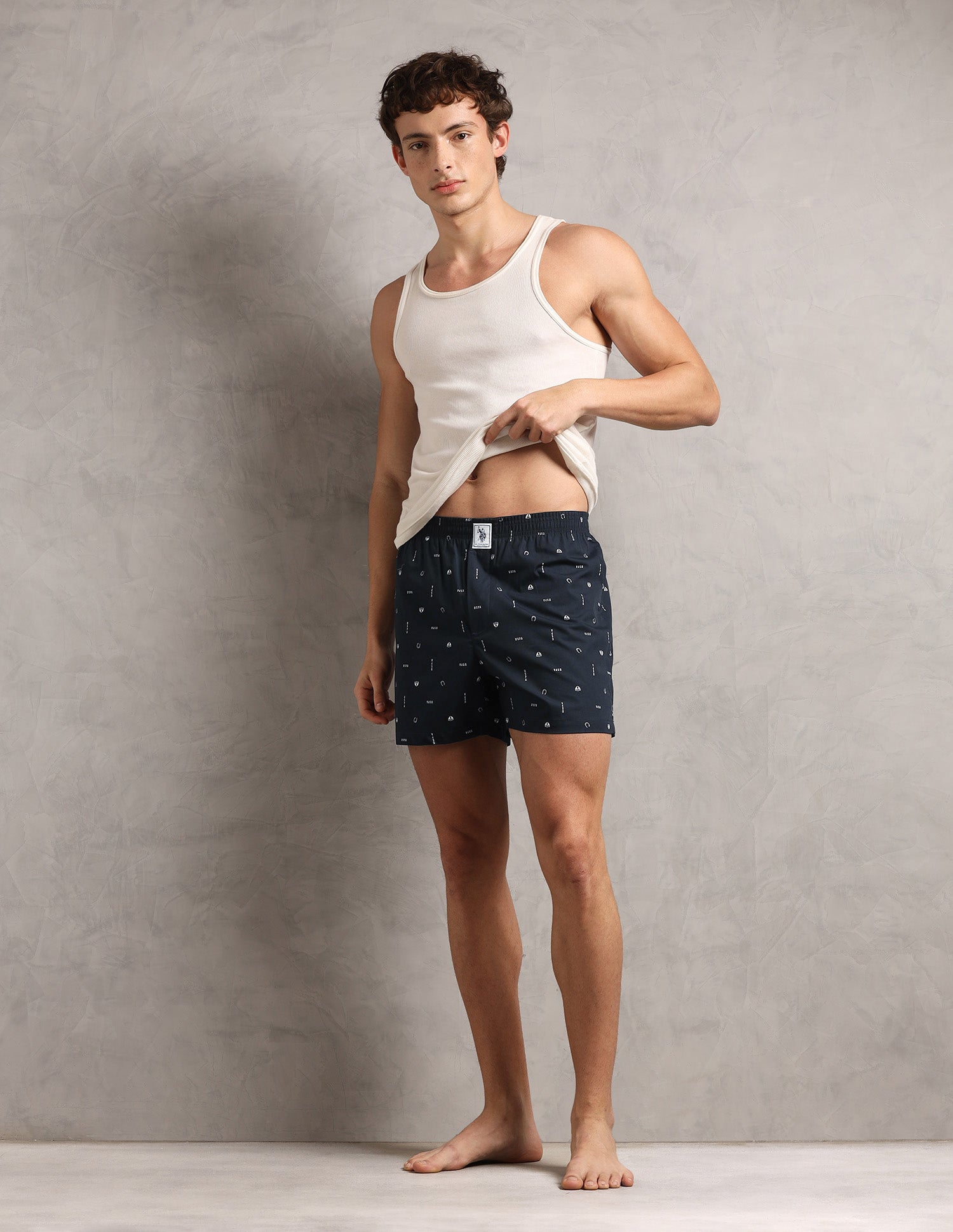 Pure Cotton Printed I657-PR Boxers - Pack Of 1 Navy Elements - U.S. Polo Assn. India | Large