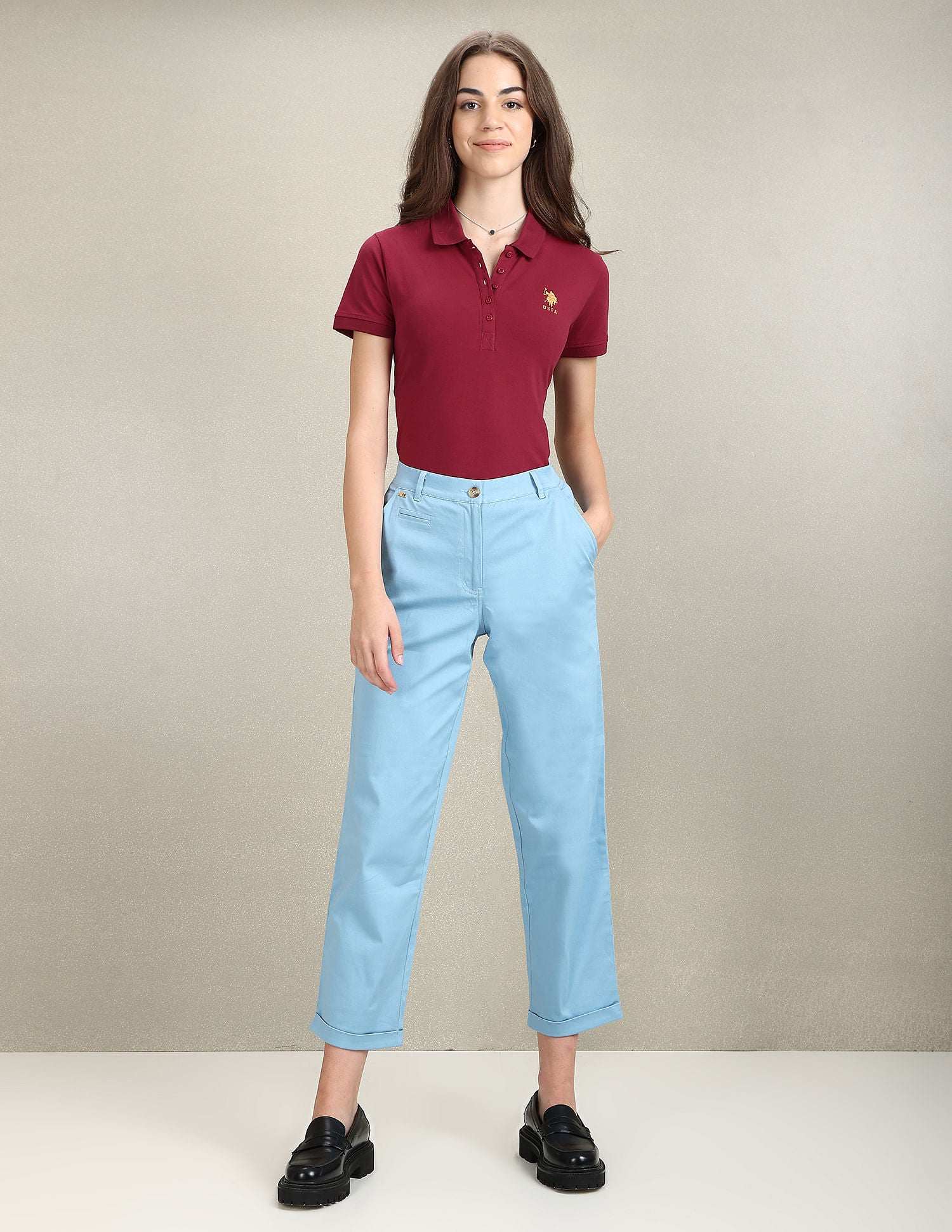 Solid Slim Polo Shirt Wine - U.S. POLO ASSN. | Large