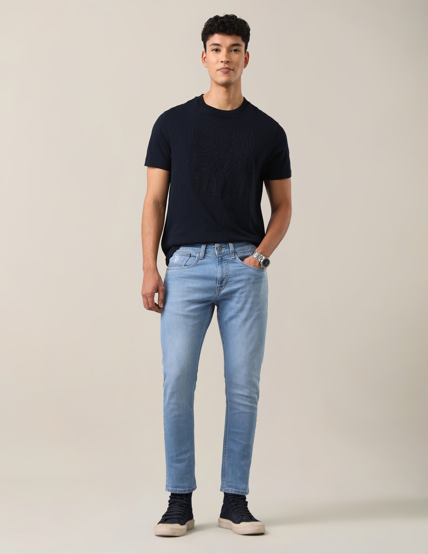 Henry Tapered Fit Blue Jeans Blue - U.S. Polo Assn. India | Large