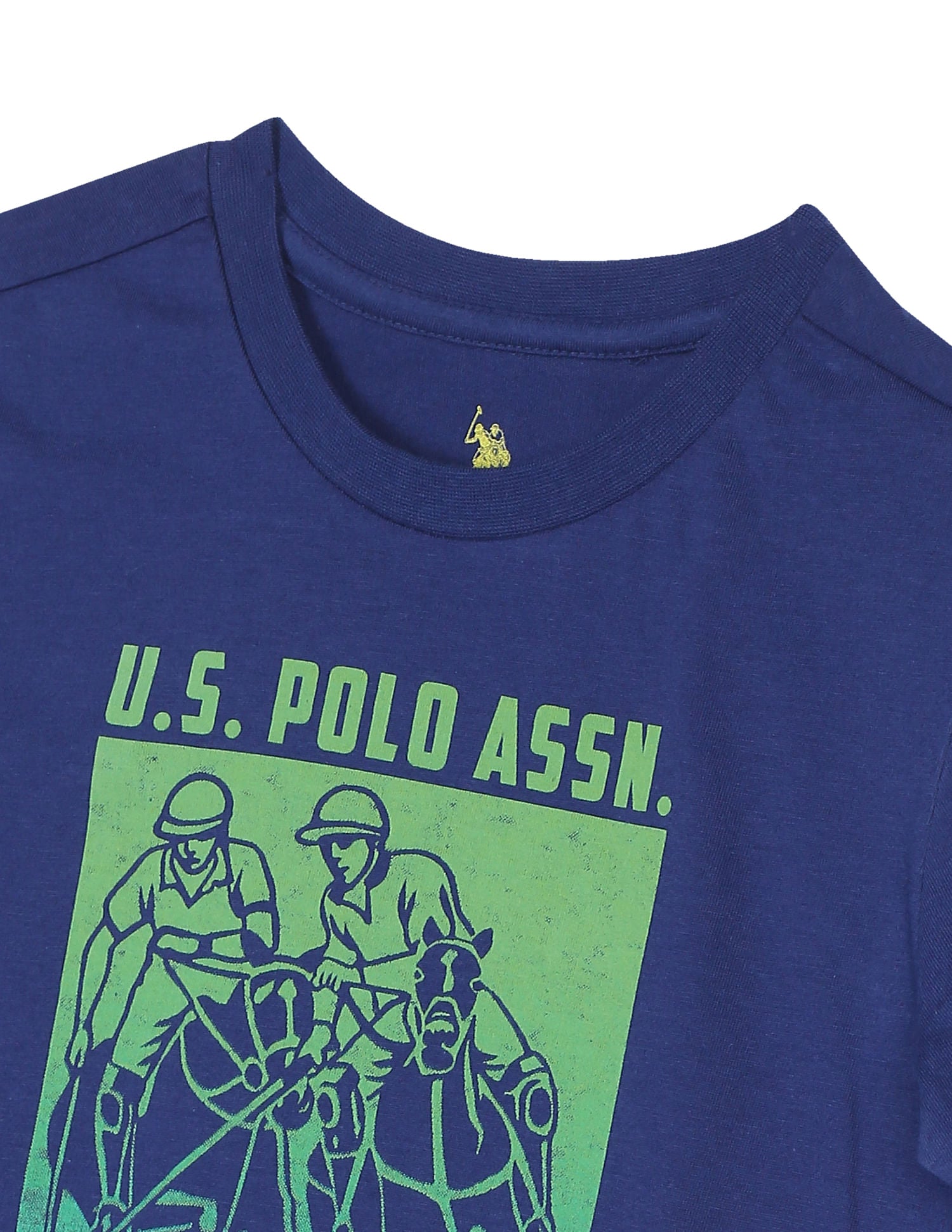 Boys Blue Crew Neck Brand Print Shirt Blue - U.S. POLO ASSN. | Large