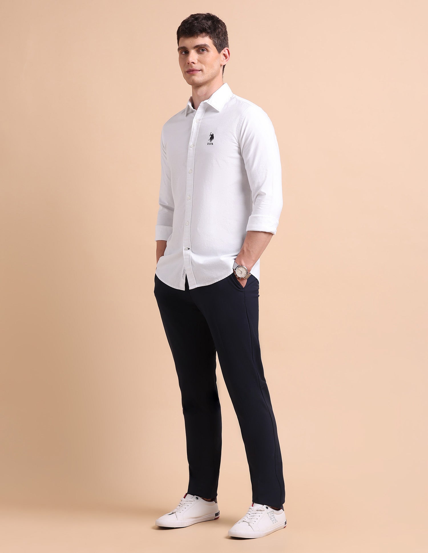 Pure Cotton Tailored Fit Oxford Shirt White - U.S. POLO ASSN. | Large