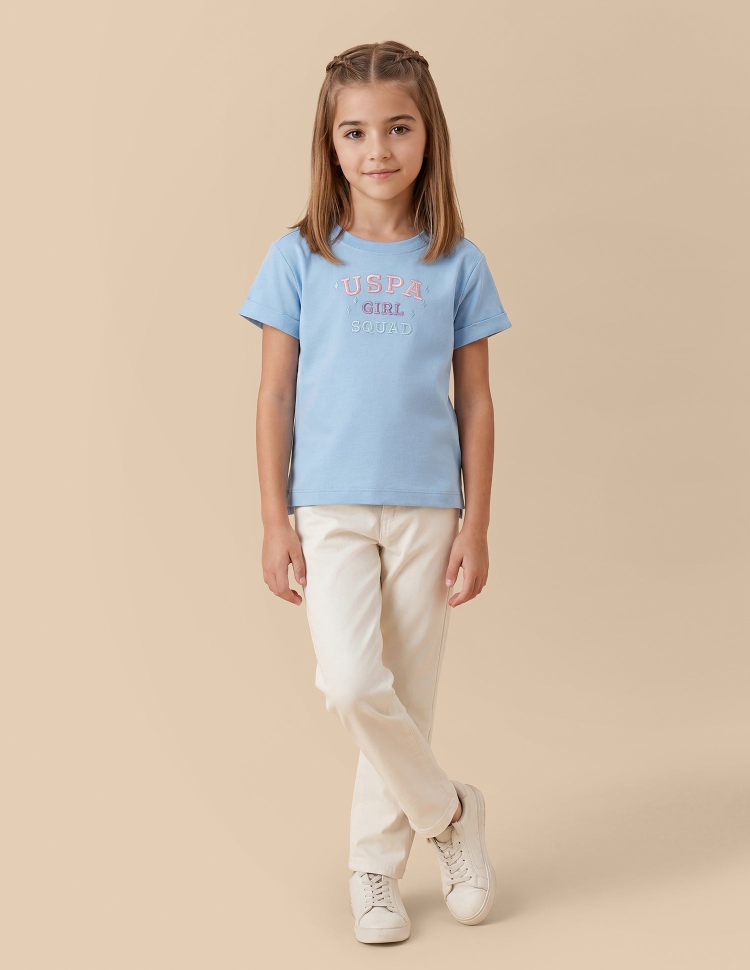 Typographic Embroidered Relaxed Fit T-Shirt Light Blue - U.S. Polo Assn. India | Large