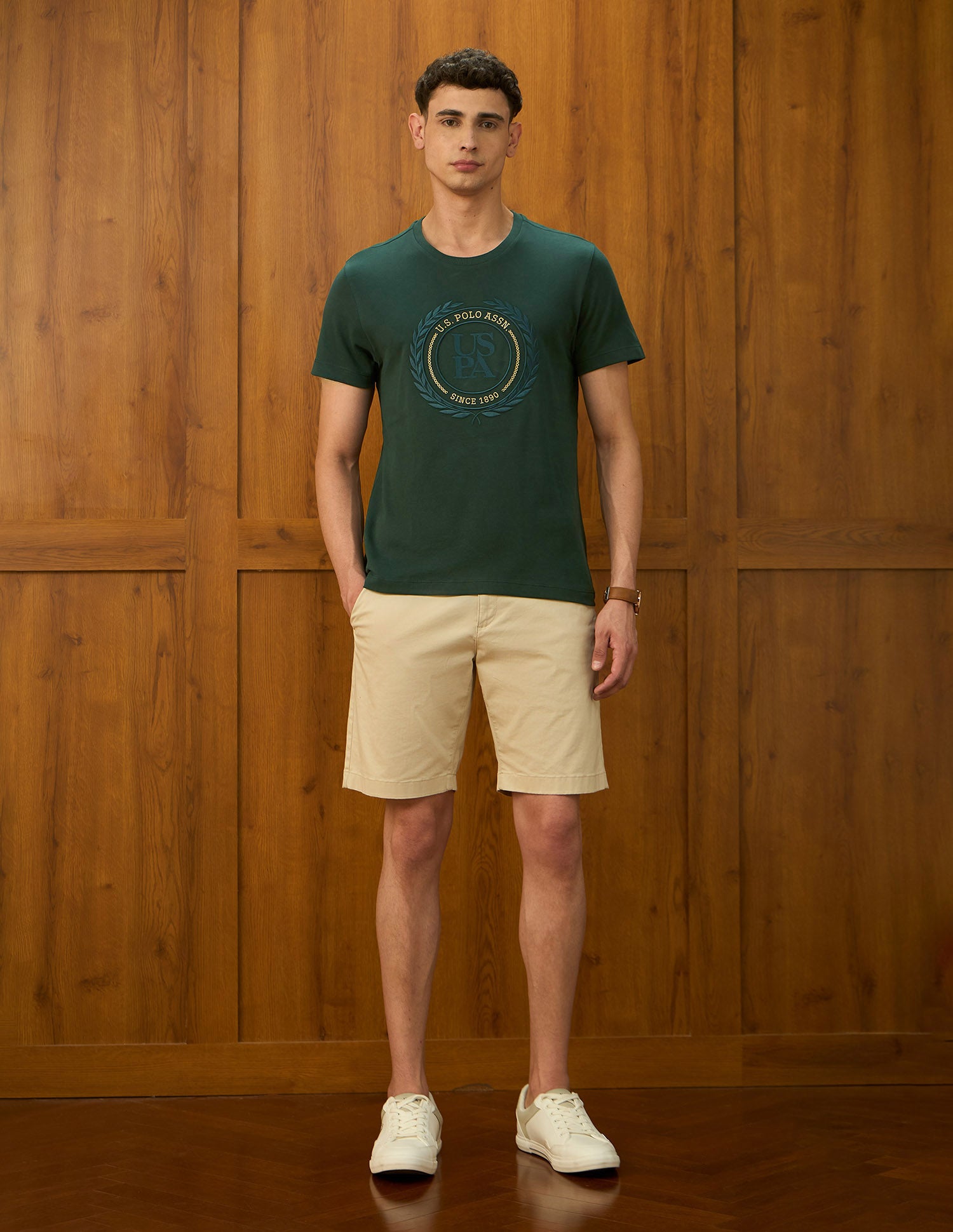 Brand Embroidered Varsity Theatre T-Shirt Dark Green - U.S. POLO ASSN. | Large