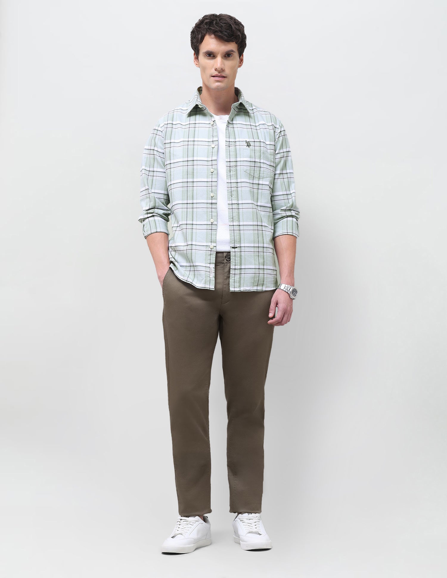 Oxford Tartan Checked Shirt Light Green - U.S. Polo Assn. India | Large
