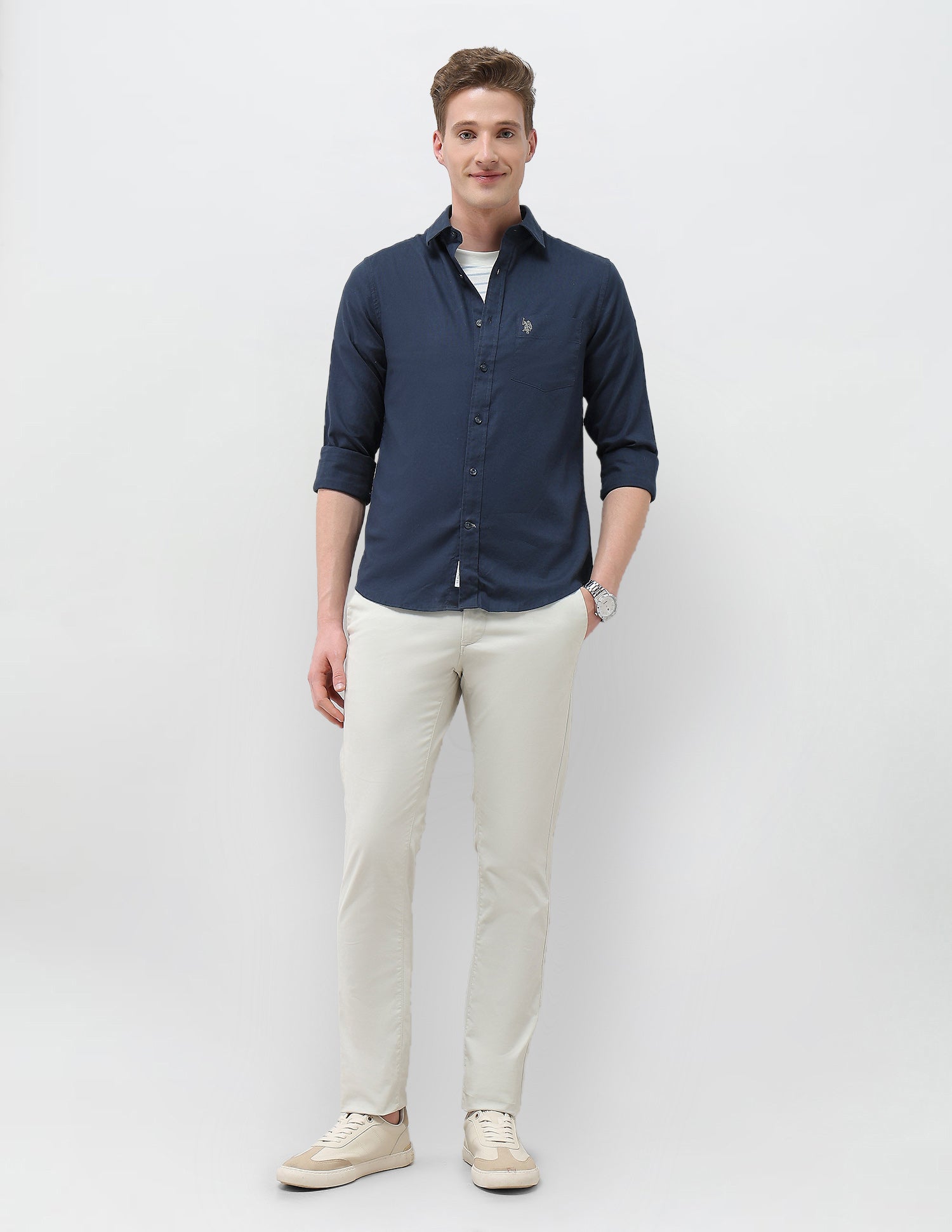 New Port Marina Dobby Shirt Navy - U.S. Polo Assn. India | Large