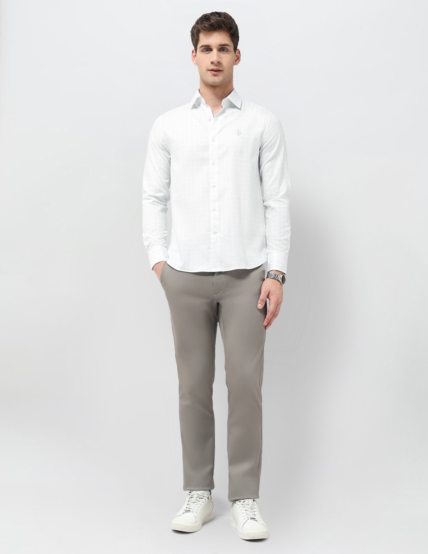 Twill Tailored Fit Shirt Ivory - U.S. POLO ASSN. | Large