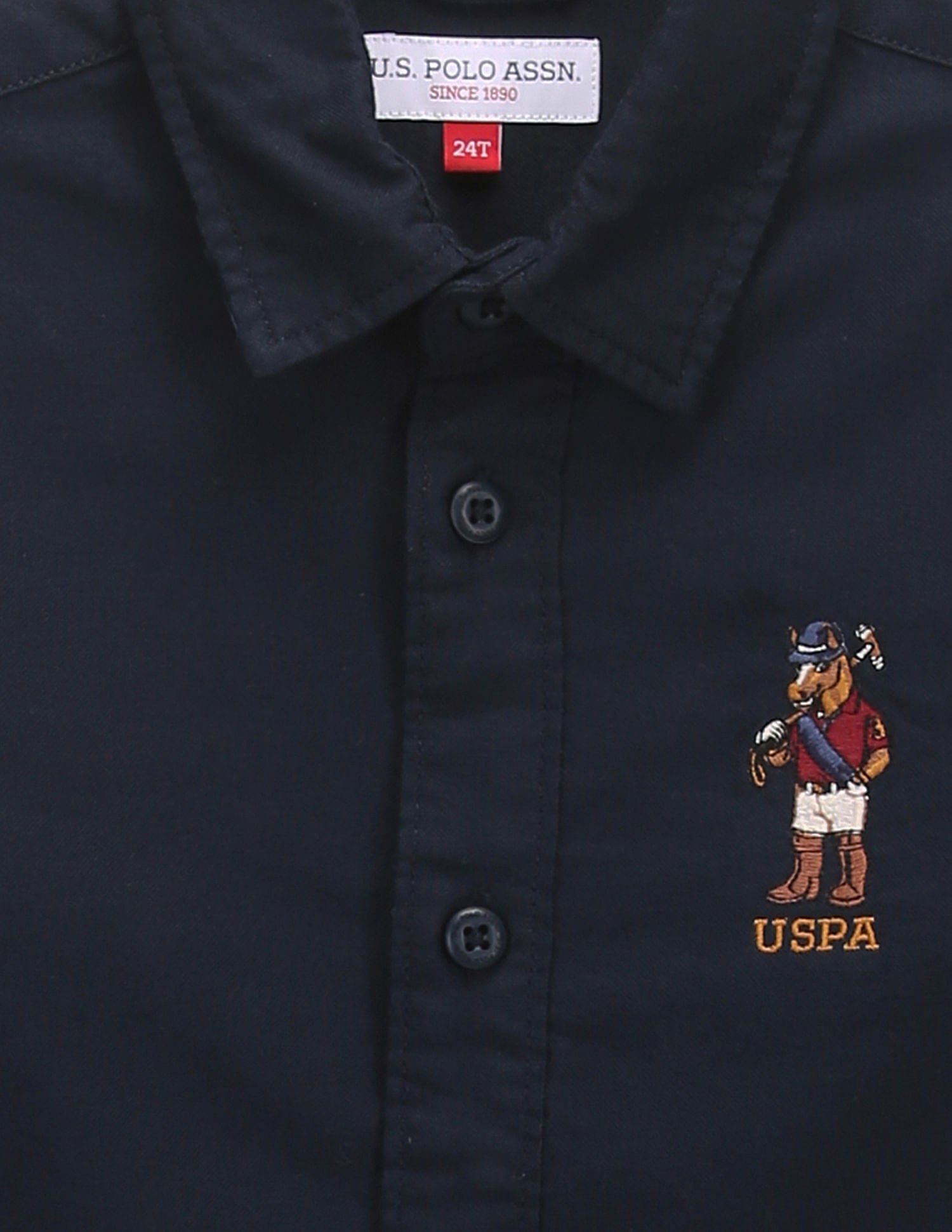 Boys Solid Cutaway Collar Shirt Navy - U.S. POLO ASSN. | Large