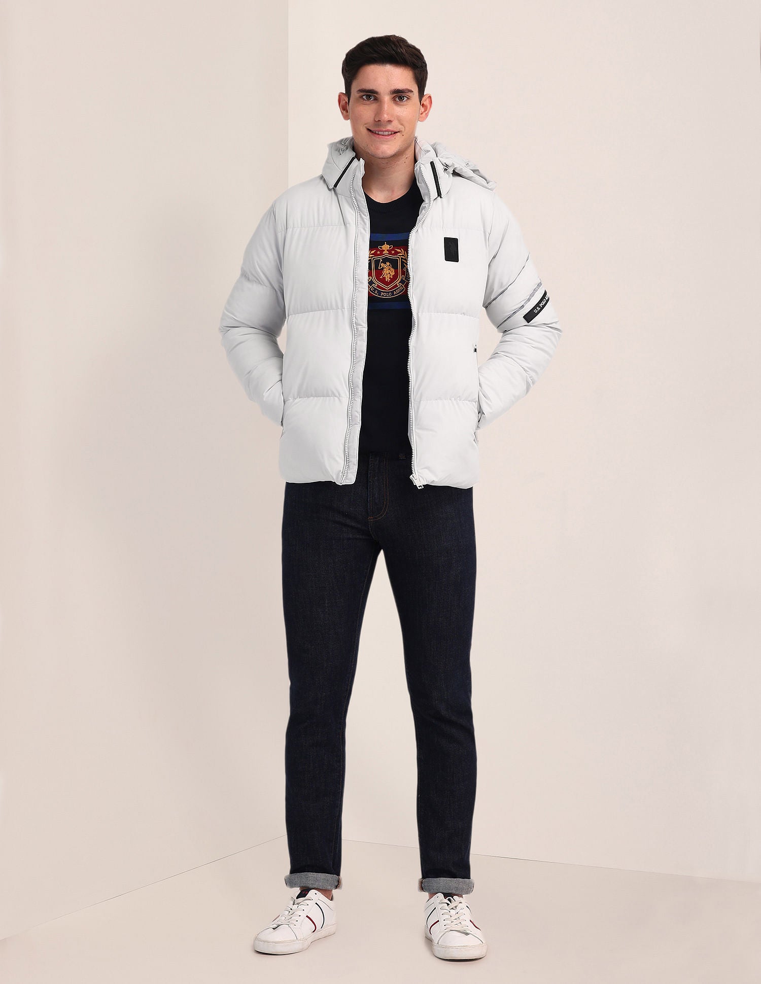 Detachable Hood Padded Jacket Grey - U.S. POLO ASSN. | Large