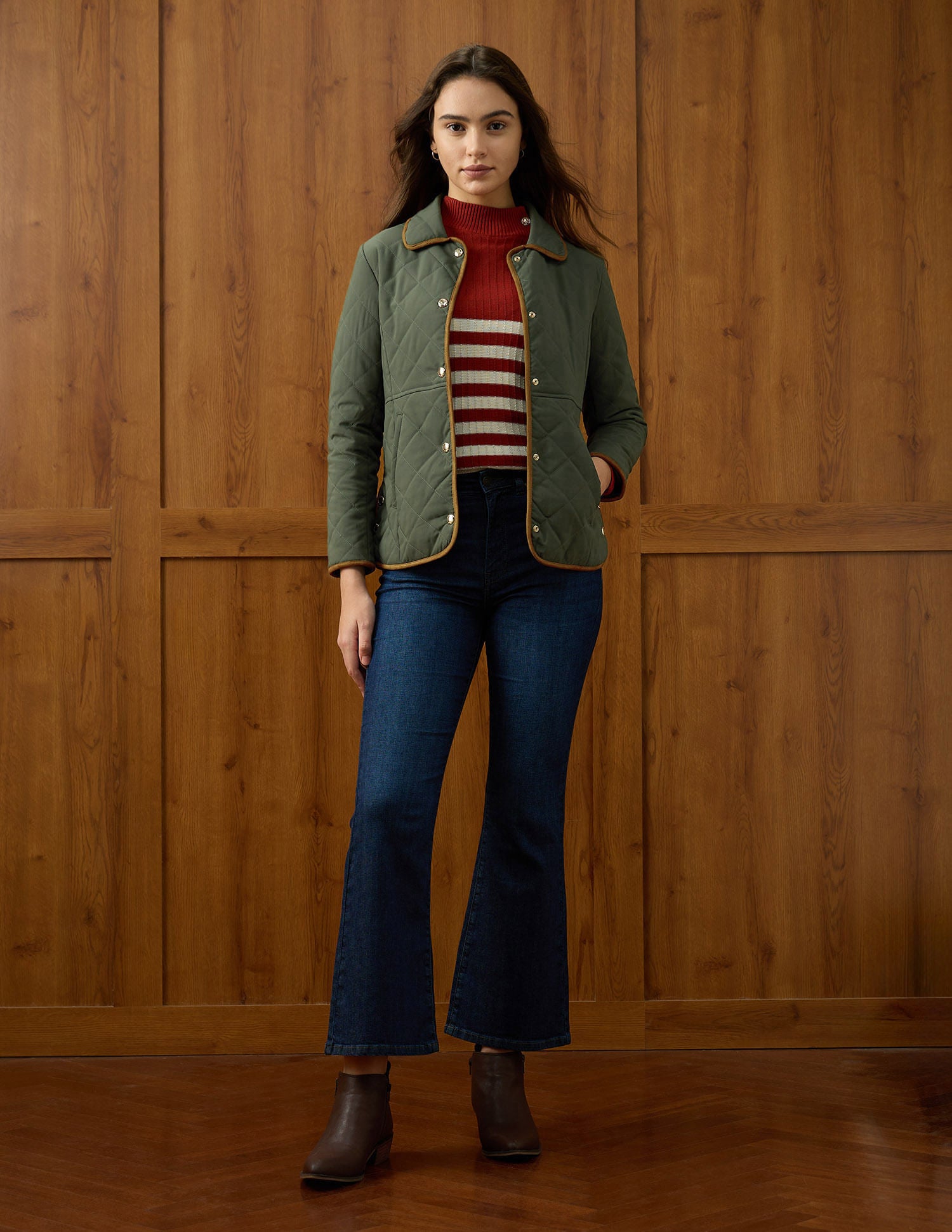 Solid Regular Fit Quilted Jacket Green - U.S. POLO ASSN. | Large