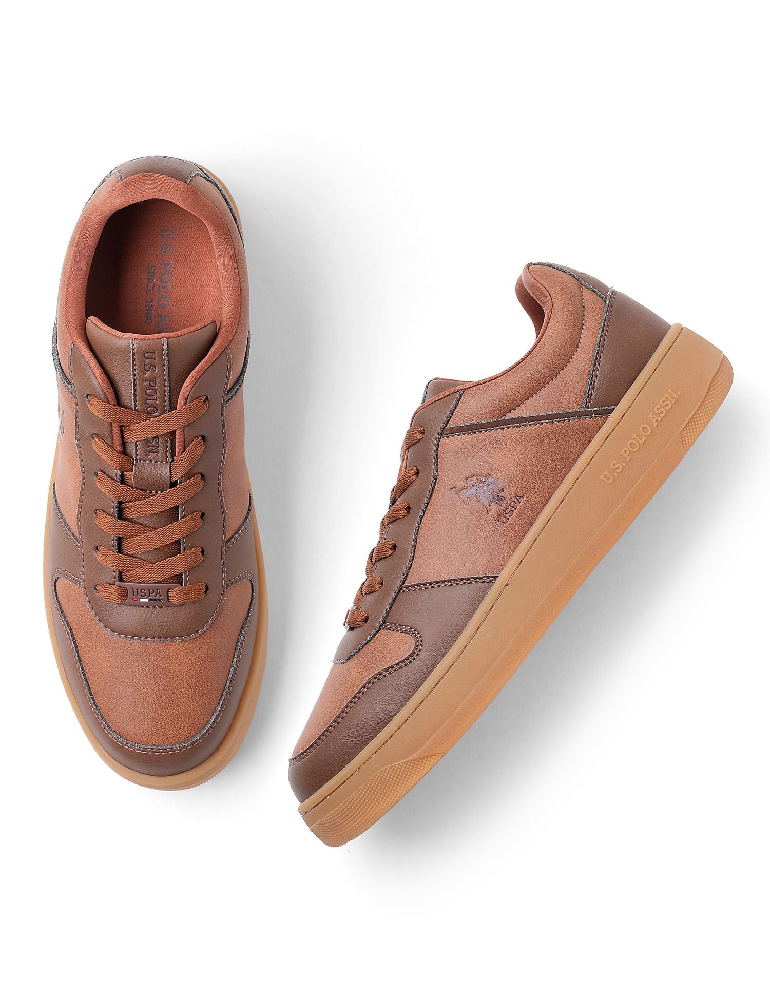 Men Colour Block Jaxon Sneakers Tan and Brown - U.S. POLO ASSN. | Large