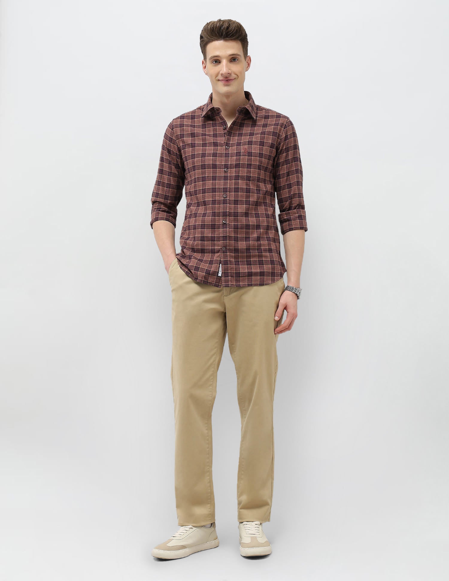 Tartan Checked Elevnado Shirt Maroon - U.S. Polo Assn. India | Large