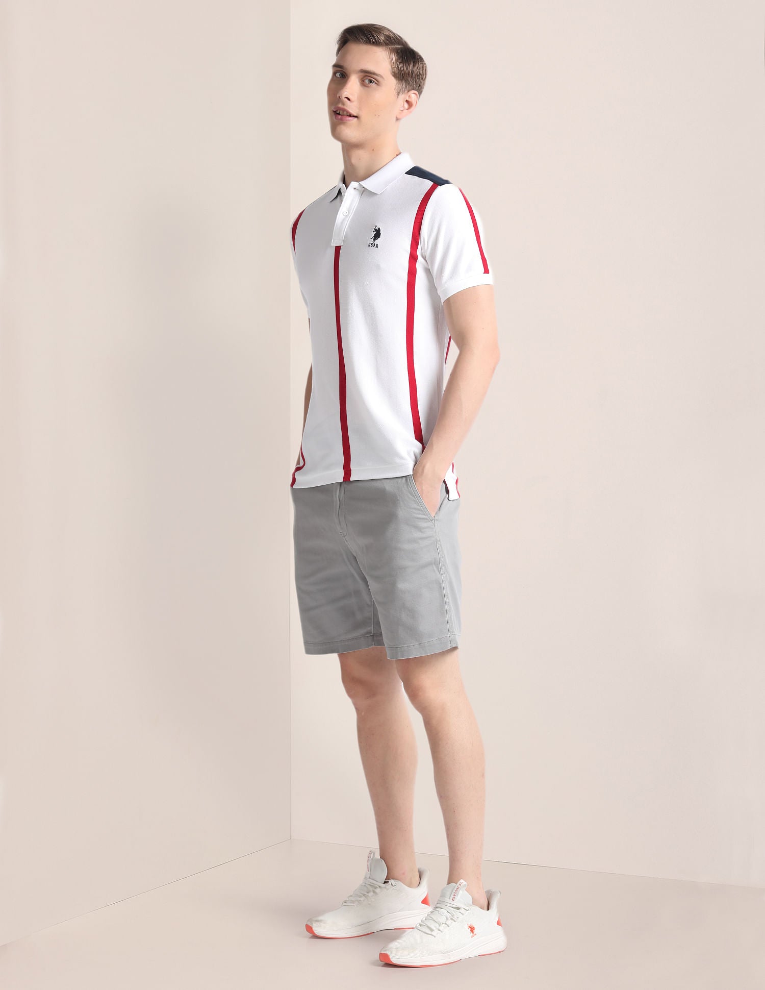 Vertical Stripe Cotton Polo Shirt White - U.S. Polo Assn. India | Large