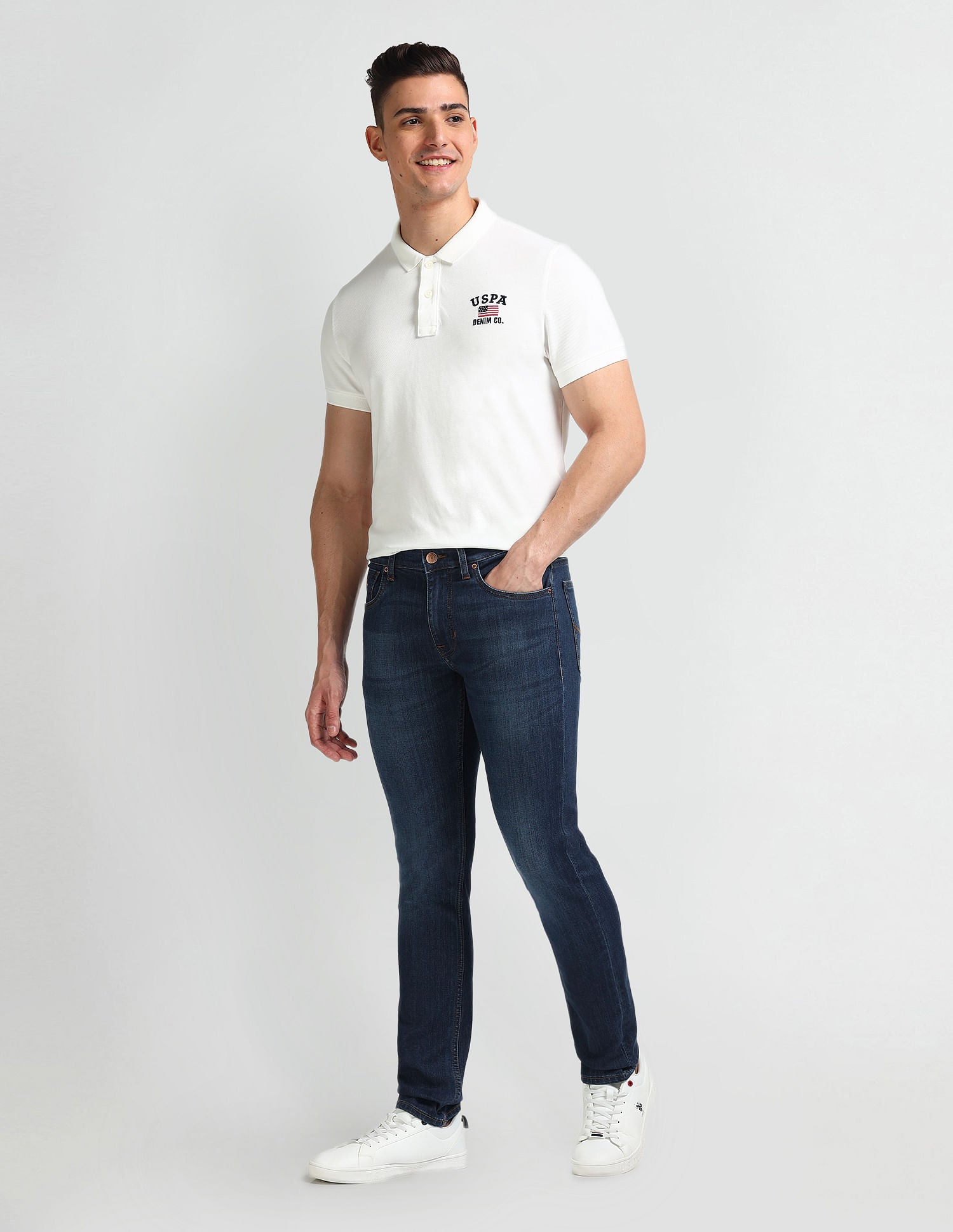 Brandon Slim Tapered Blue Jeans Blue - U.S. Polo Assn. India | Large