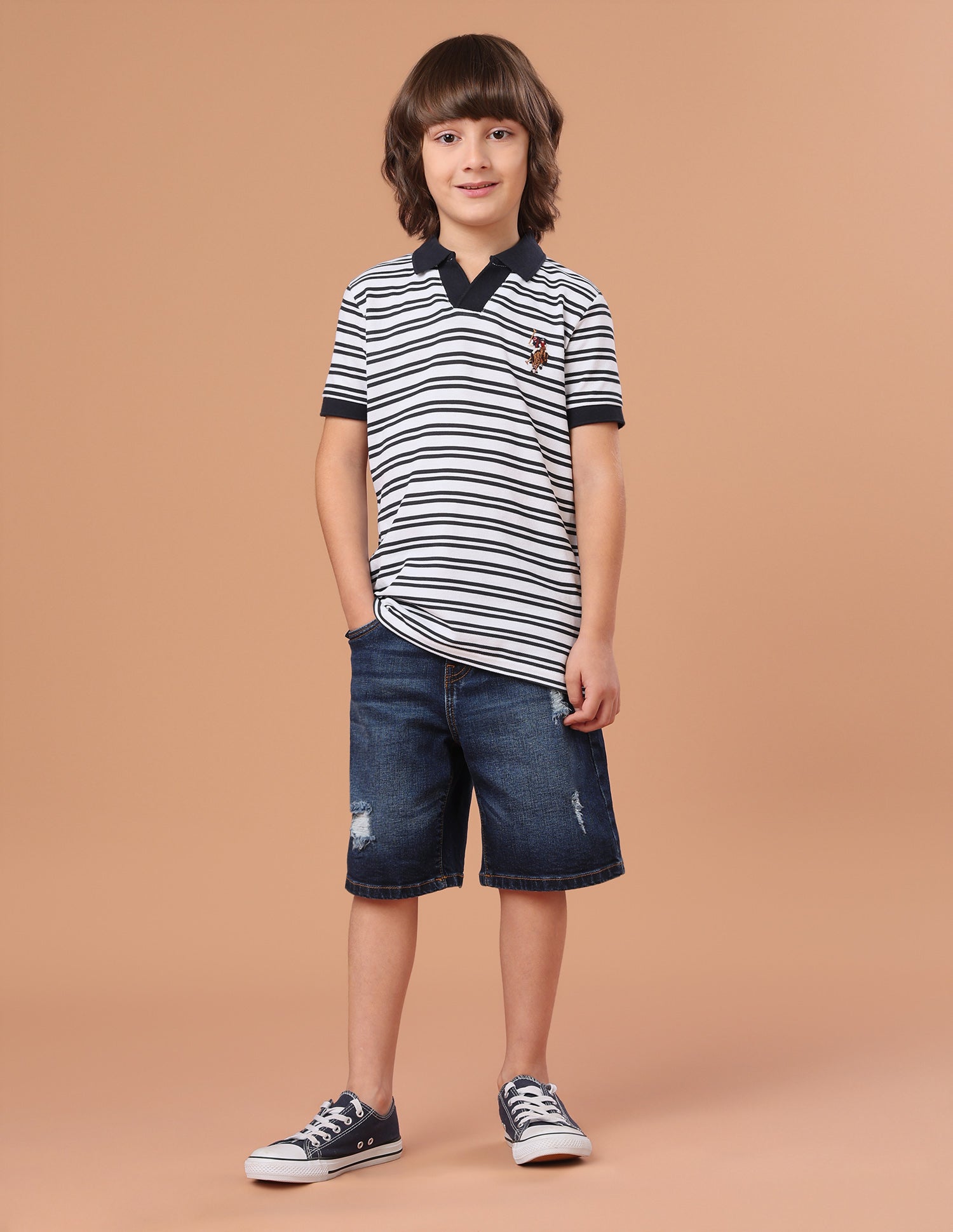 Horizontal Striped Regular Fit Polo Shirt Navy - U.S. Polo Assn. India | Large