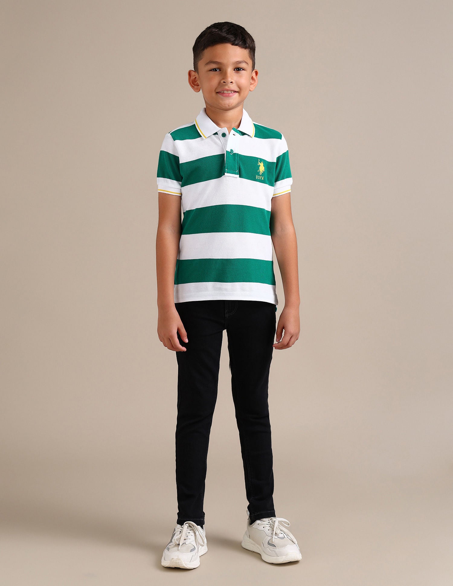 Regular fit Striped Polo Shirt Green - U.S. Polo Assn. India | Large
