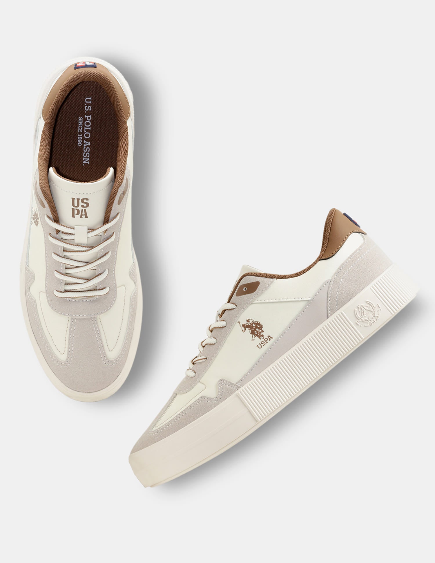 Men Colourblocked Solren Sneakers Cream - U.S. Polo Assn. India | Large