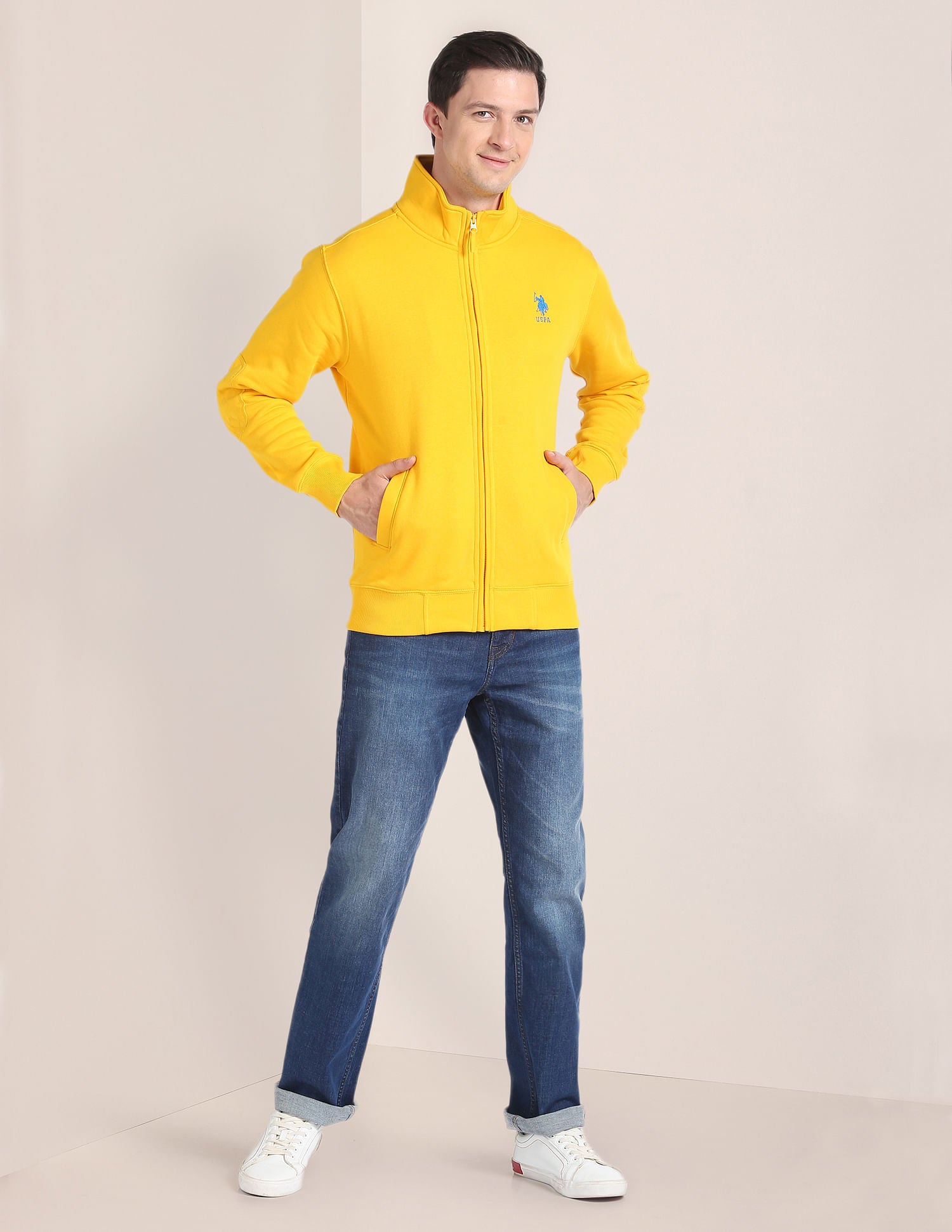 High Neck Solid Sweatshirt Yellow - U.S. Polo Assn. India | Large