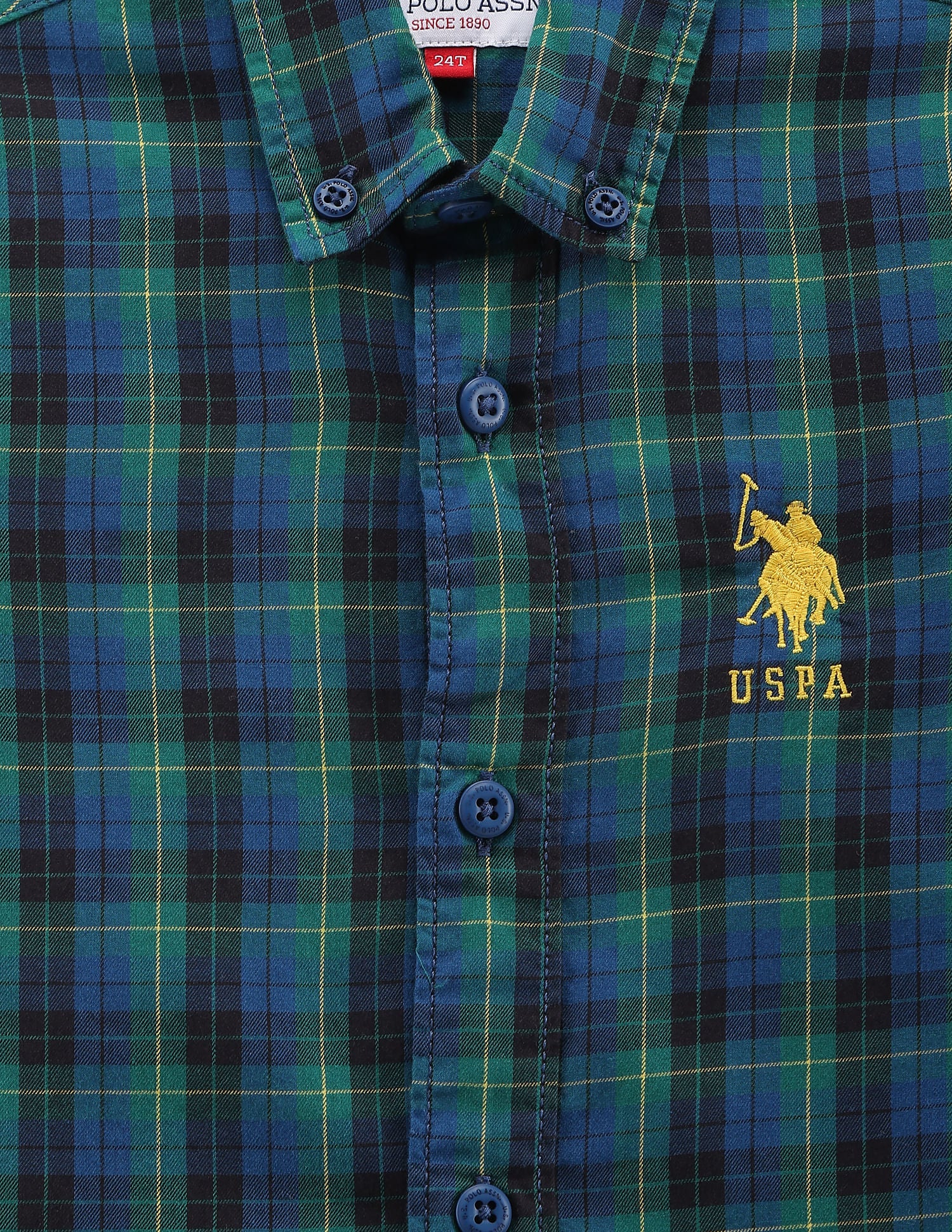 Tartan Check Twill Shirt Blue and Green - U.S. POLO ASSN. | Large