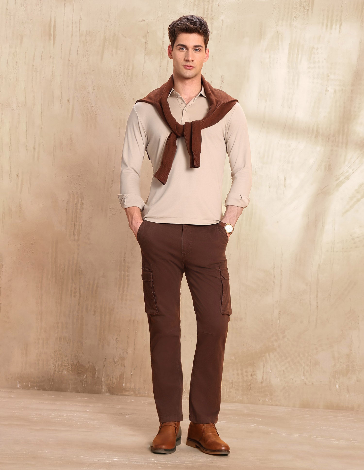 Solid Regular Fit Polo Shirt Beige - U.S. POLO ASSN. | Large