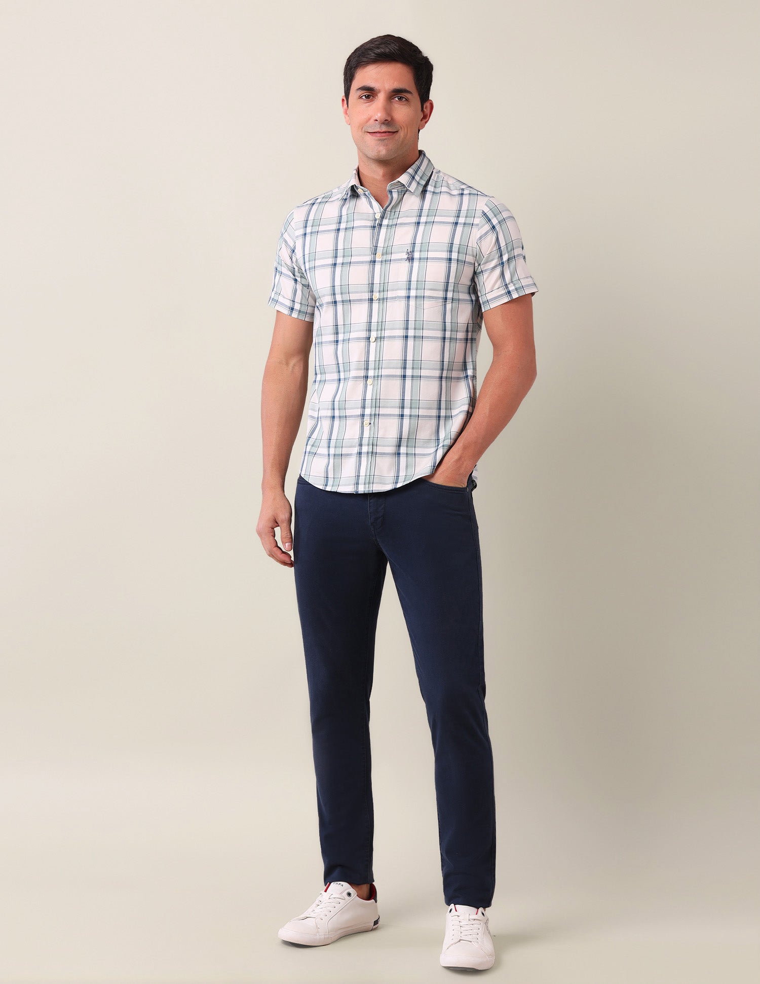 Dupplin Checked Tailored Fit Shirt Green - U.S. Polo Assn. India | Large