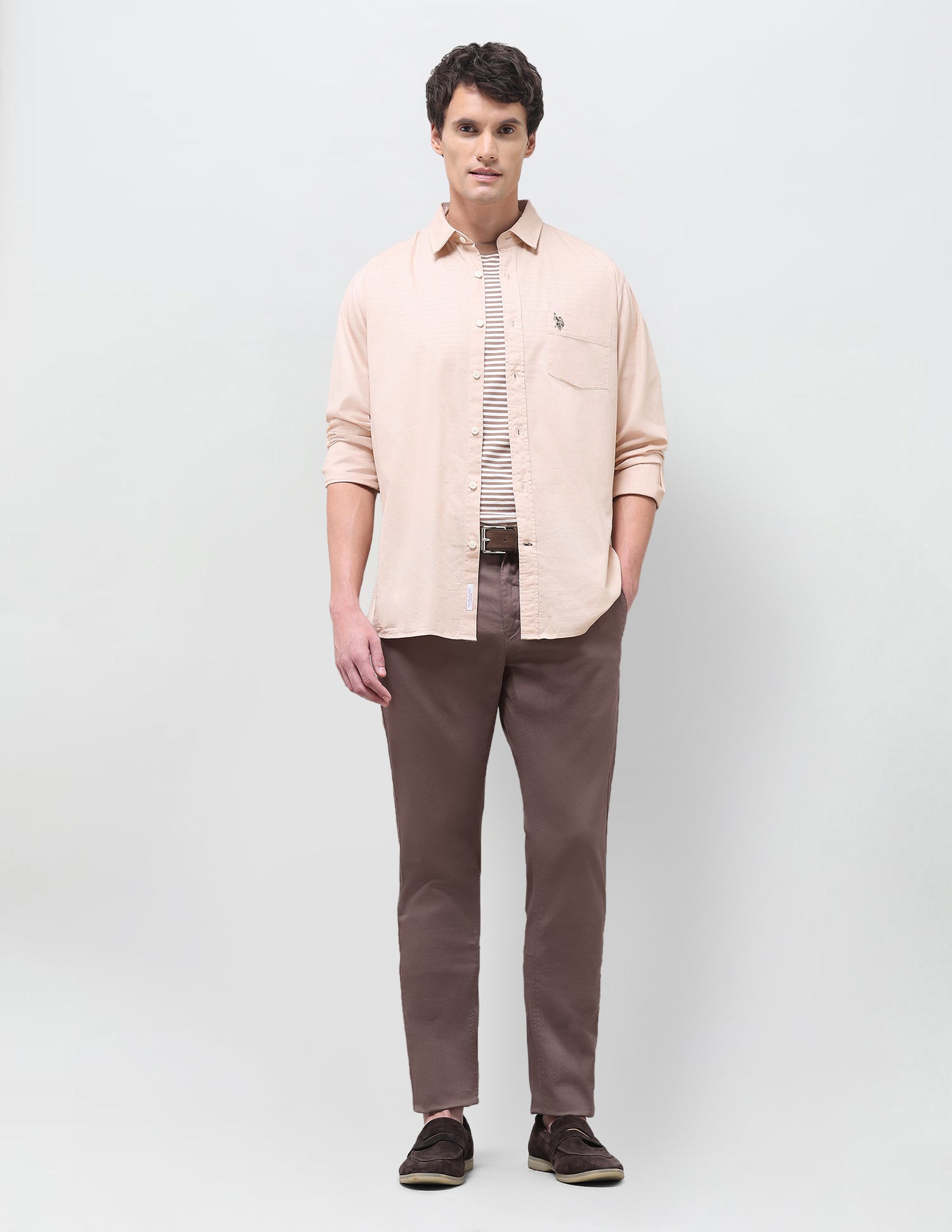 Twill Solid Shirt Beige - U.S. Polo Assn. India | Large