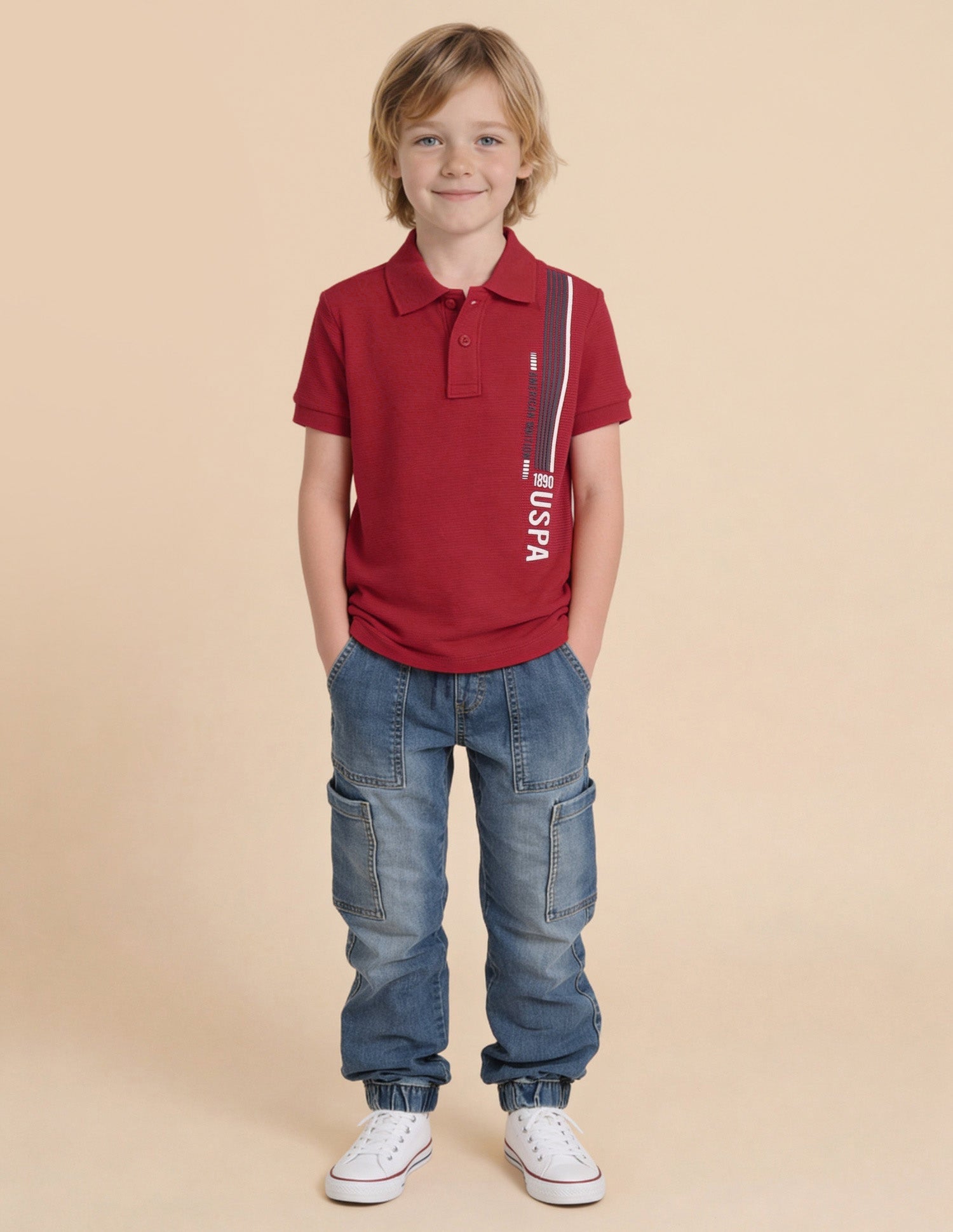 Textured Brand Stripe Regular Fit Polo Shirt Red - U.S. Polo Assn. India | Large