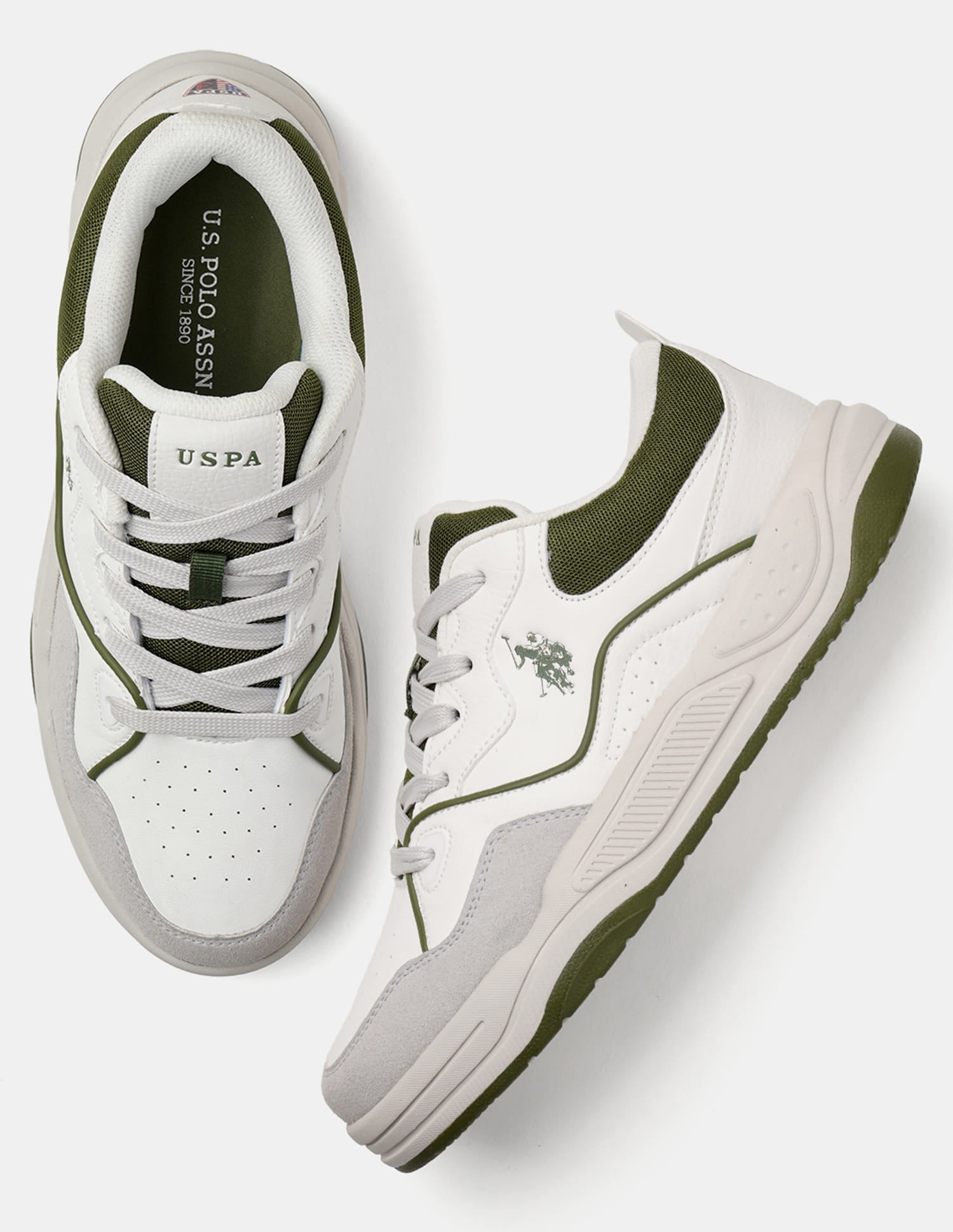 Colour Blocked Odore 2.0 Lace Up Sneakers Green - U.S. Polo Assn. India | Large