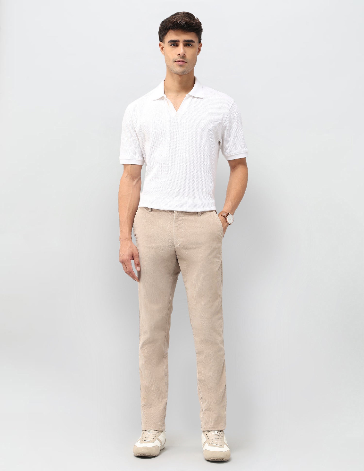 Denver Slim Fit Corduroy Trousers Beige - U.S. POLO ASSN. | Large
