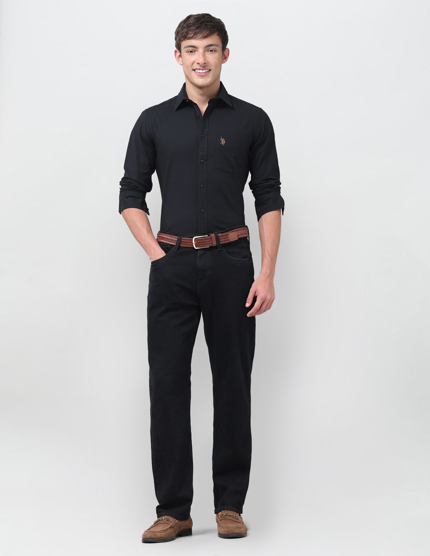 Tailored Fit Oxford Shirt Black - U.S. Polo Assn. India | Large