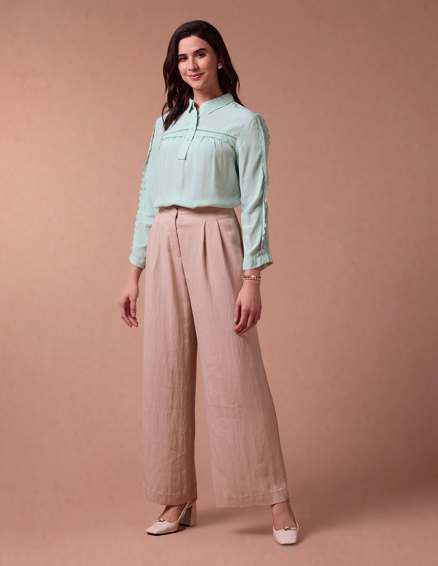 Scallop Lace Shirt Collar Top Mint - U.S. POLO ASSN. | Large